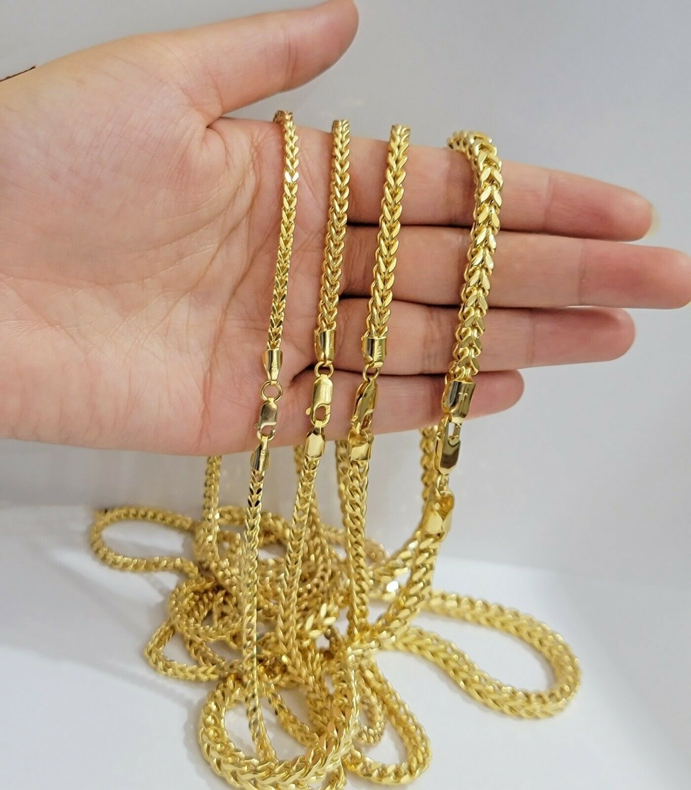 Real 10k Gold Franco Necklace Box Chain 20" - 28" Inch 3mm - 5mm 10kt Yellow Gold - GoldenlinQ