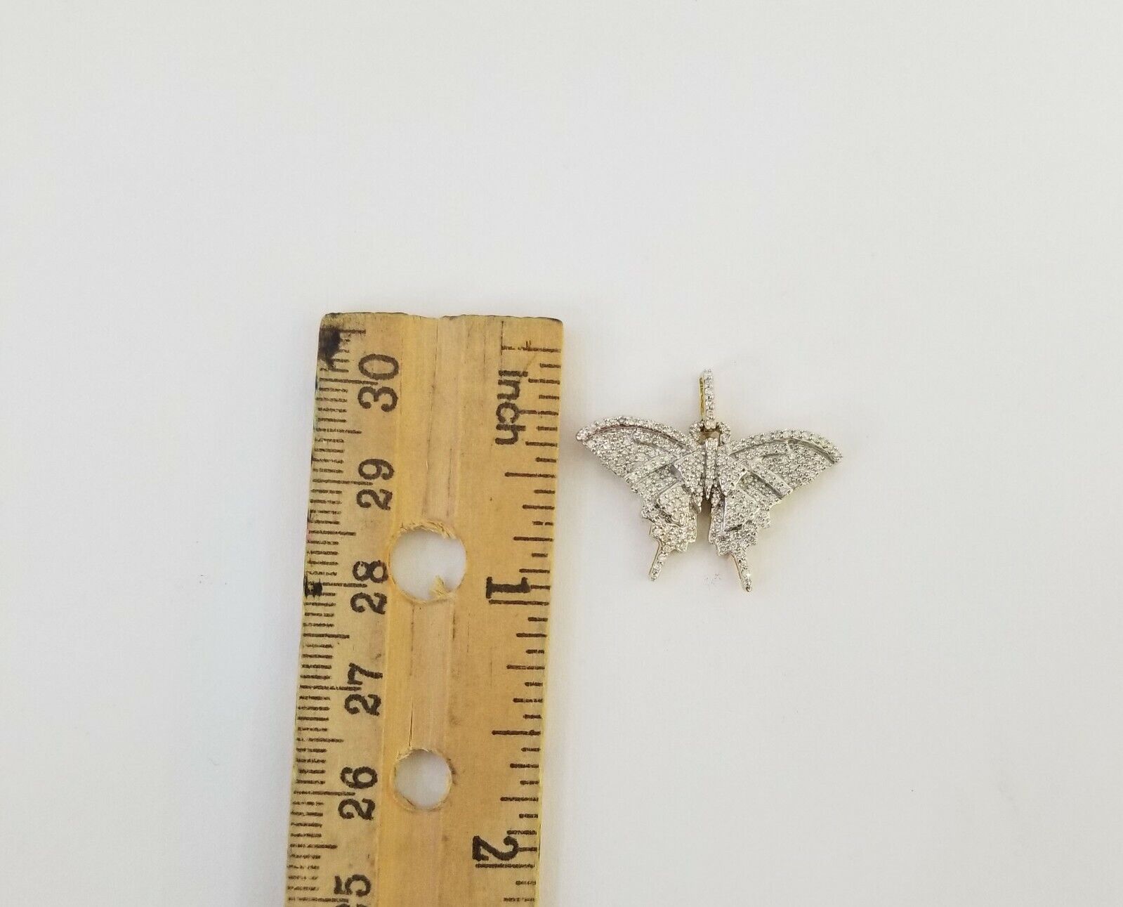 Real 10k Gold Genuine 0.50 CT Diamond charm, butterfly design diamond pendant - GoldenlinQ