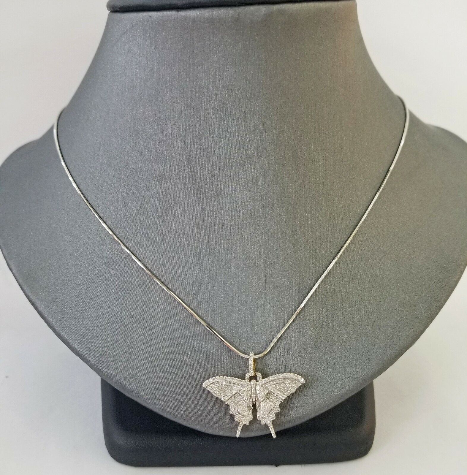 Real 10k Gold Genuine 0.50 CT Diamond charm, butterfly design diamond pendant - GoldenlinQ