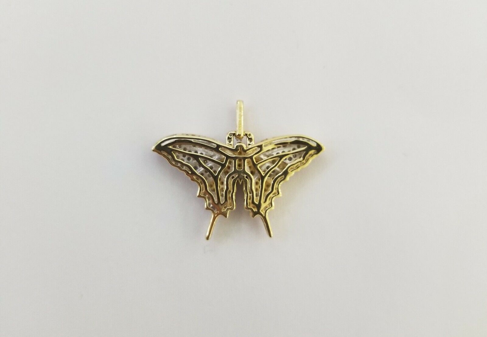Real 10k Gold Genuine 0.50 CT Diamond charm, butterfly design diamond pendant - GoldenlinQ
