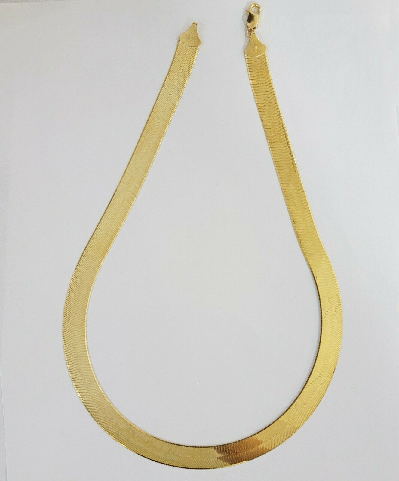 REAL 10k Gold Herringbone Chain Necklace 12mm 18" - 24" 10kt Yellow Gold SOLID - GoldenlinQ