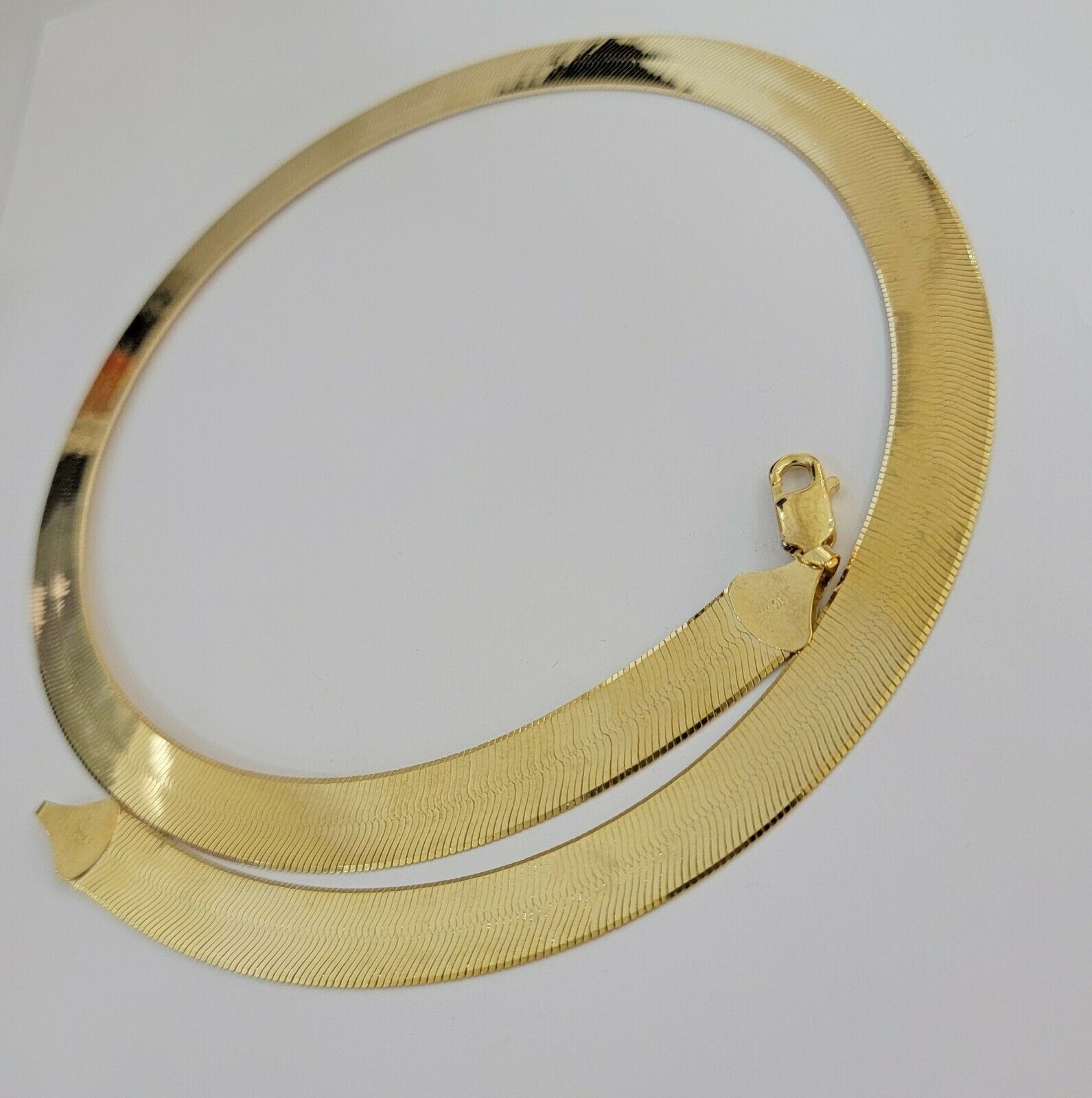 REAL 10k Gold Herringbone Chain Necklace 12mm 18" - 24" 10kt Yellow Gold SOLID - GoldenlinQ