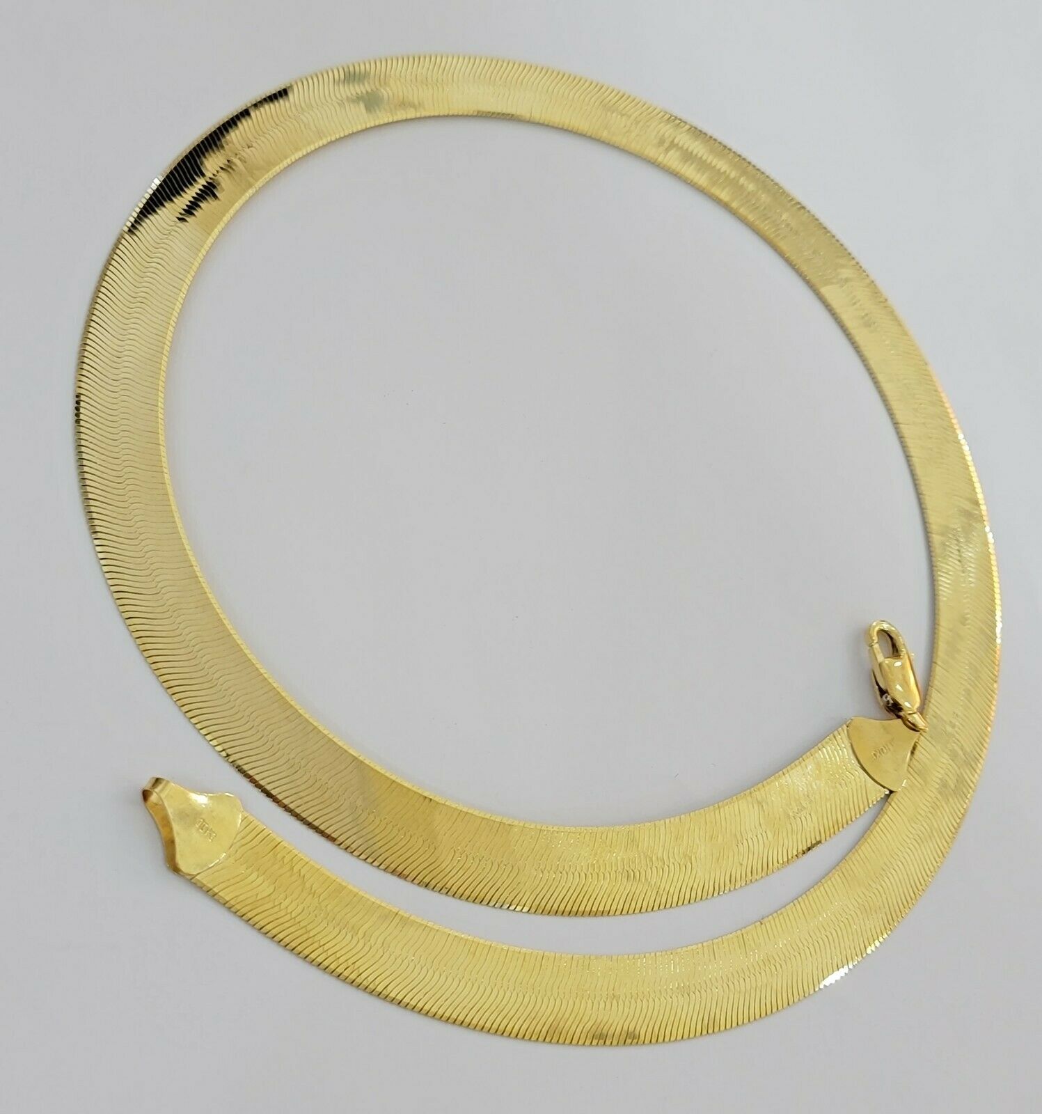 REAL 10k Gold Herringbone Chain Necklace 12mm 18" - 24" 10kt Yellow Gold SOLID - GoldenlinQ