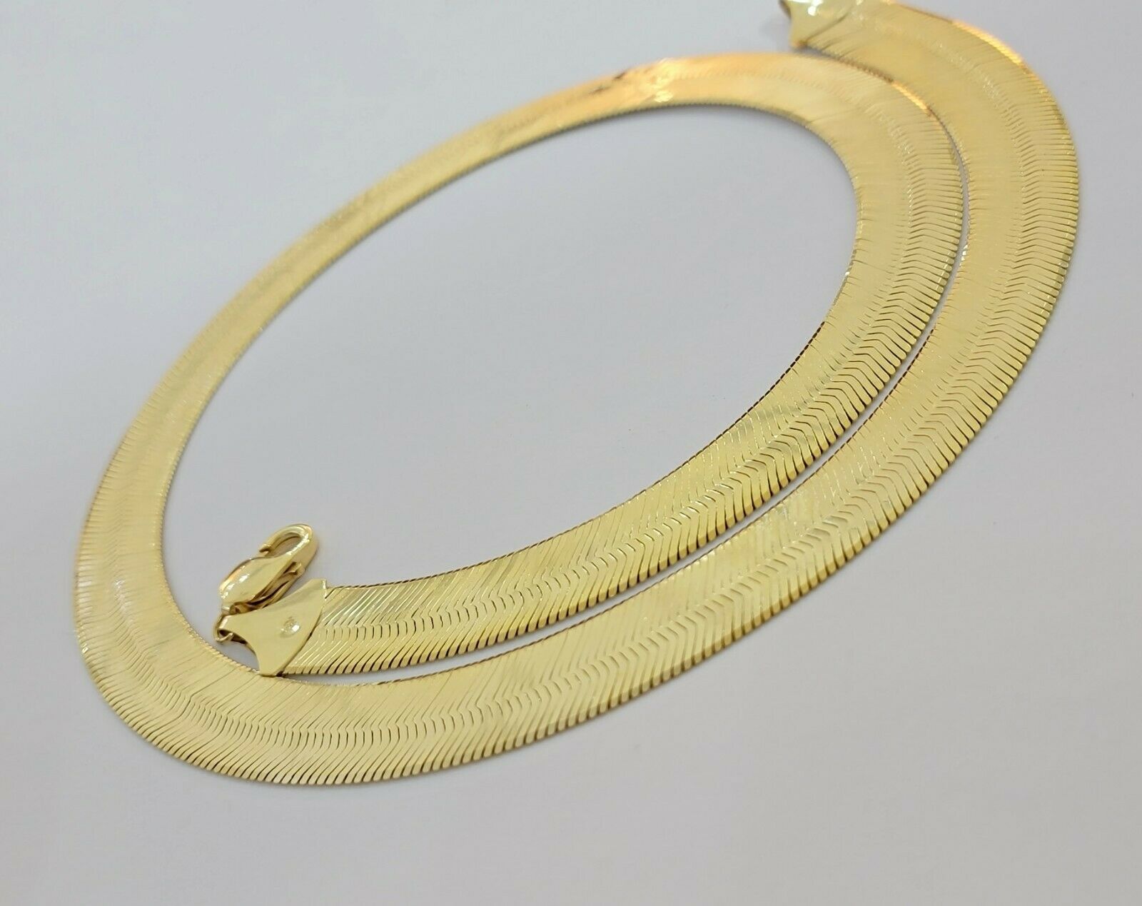 REAL 10k Gold Herringbone Chain Necklace 15mm 18" - 24" 10kt Yellow Gold SOLID - GoldenlinQ