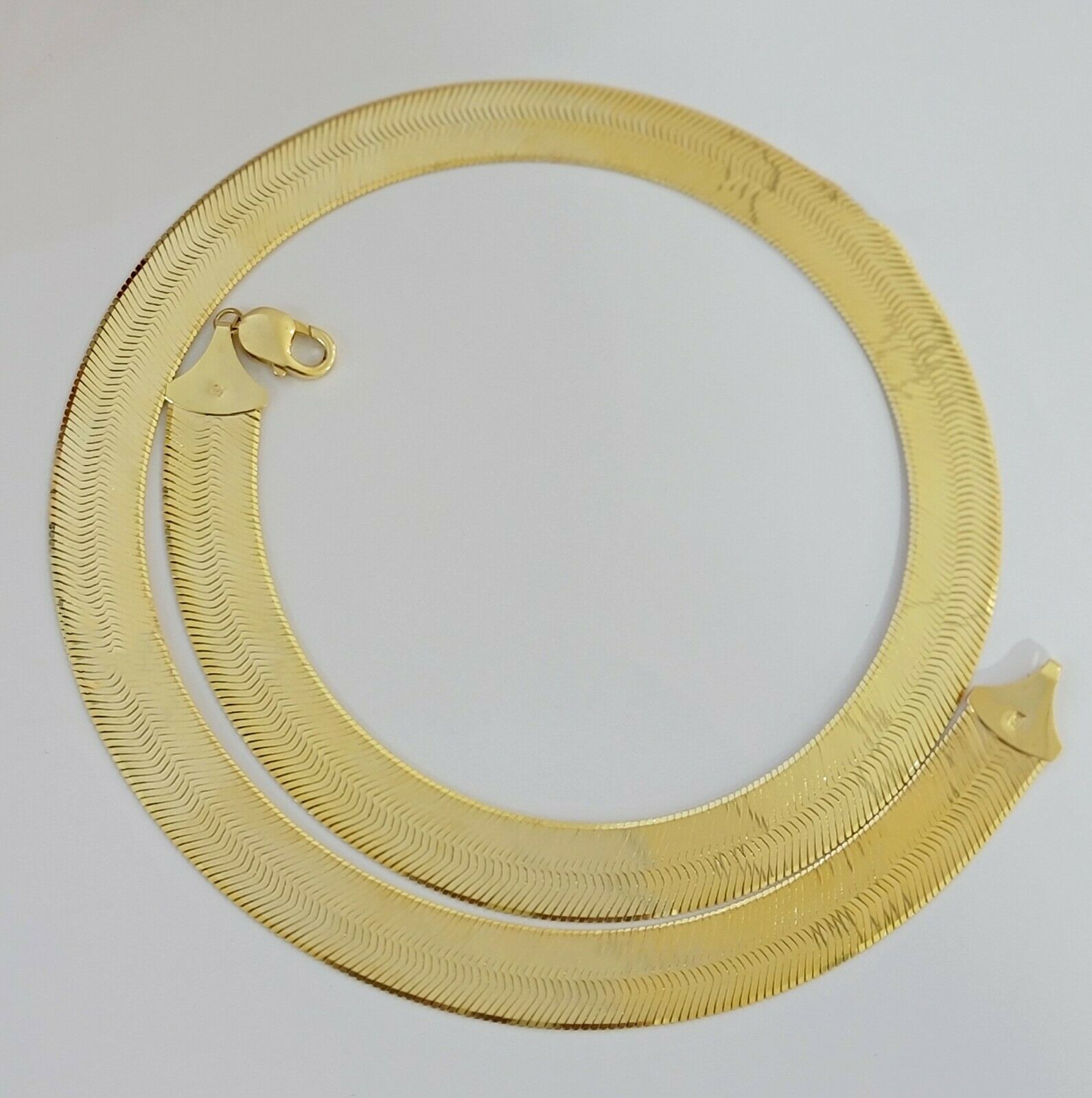 REAL 10k Gold Herringbone Chain Necklace 15mm 18" - 24" 10kt Yellow Gold SOLID - GoldenlinQ
