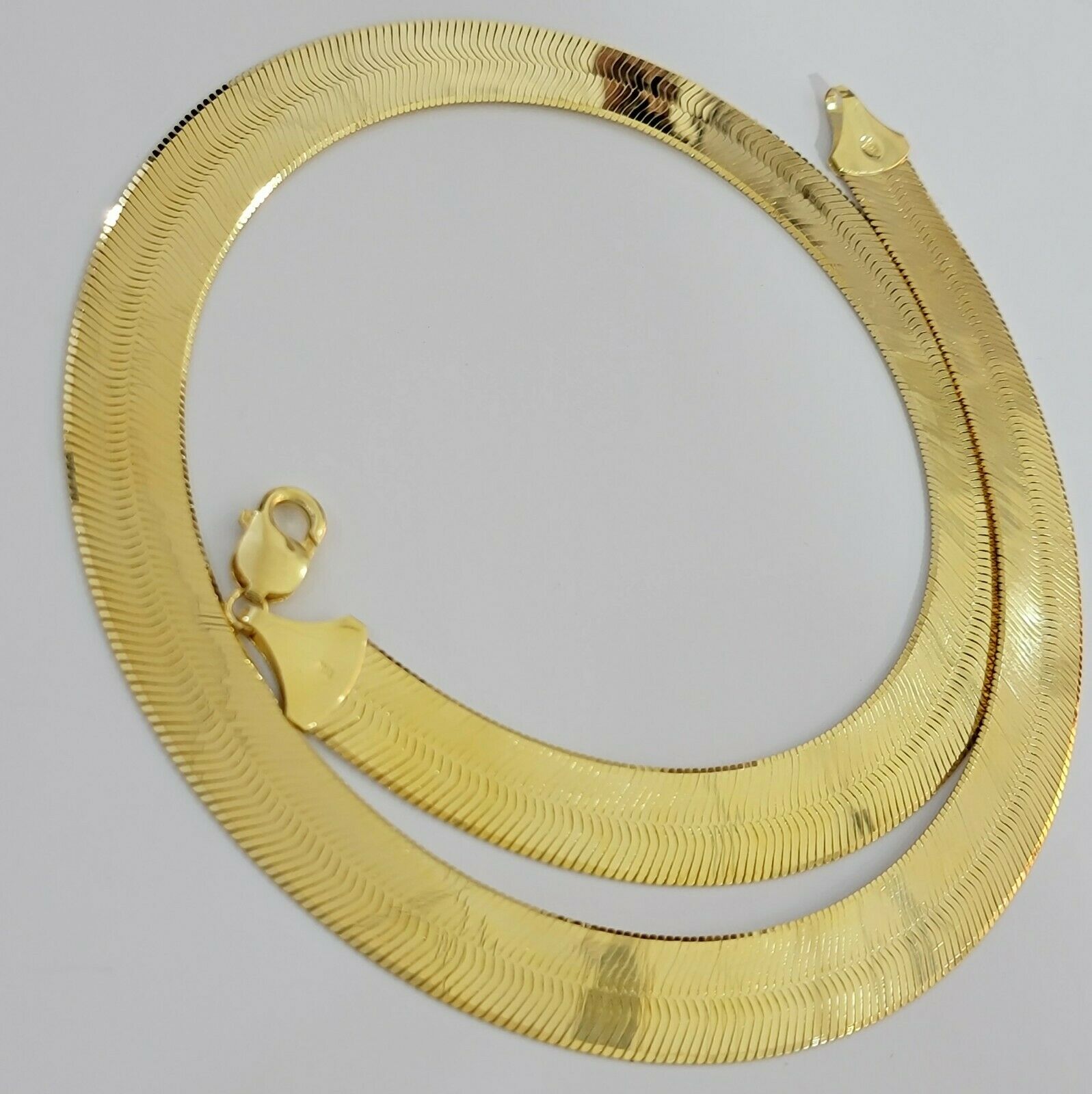 REAL 10k Gold Herringbone Chain Necklace 15mm 18" - 24" 10kt Yellow Gold SOLID - GoldenlinQ