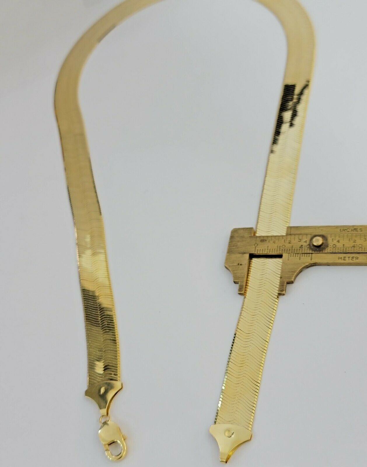 REAL 10k Gold Herringbone Chain Necklace 15mm 18" - 24" 10kt Yellow Gold SOLID - GoldenlinQ