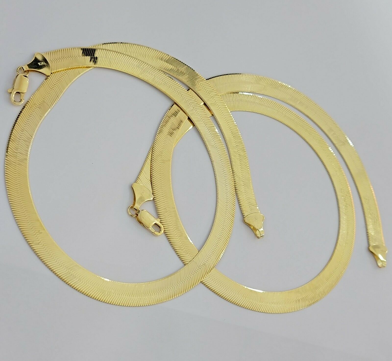 REAL 10k Gold Herringbone Chain Necklace 9mm 18" - 22" 10kt Yellow Gold SOLID - GoldenlinQ