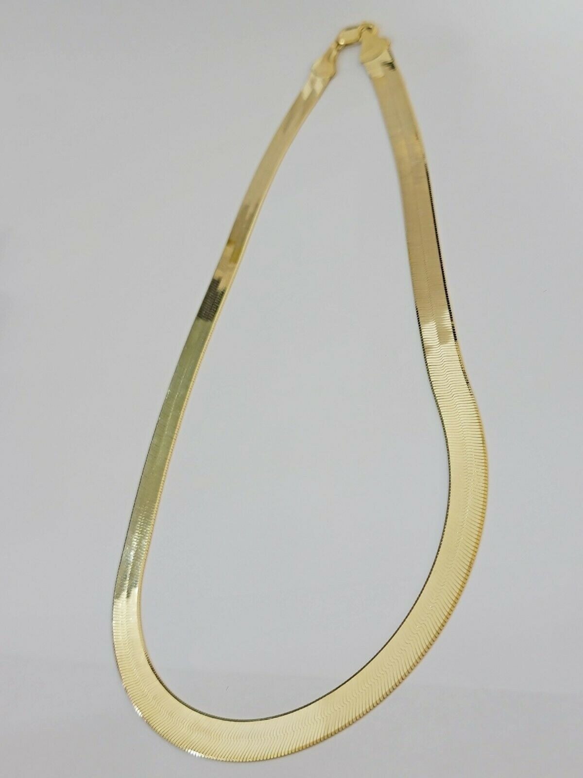 REAL 10k Gold Herringbone Chain Necklace 9mm 18" - 22" 10kt Yellow Gold SOLID - GoldenlinQ