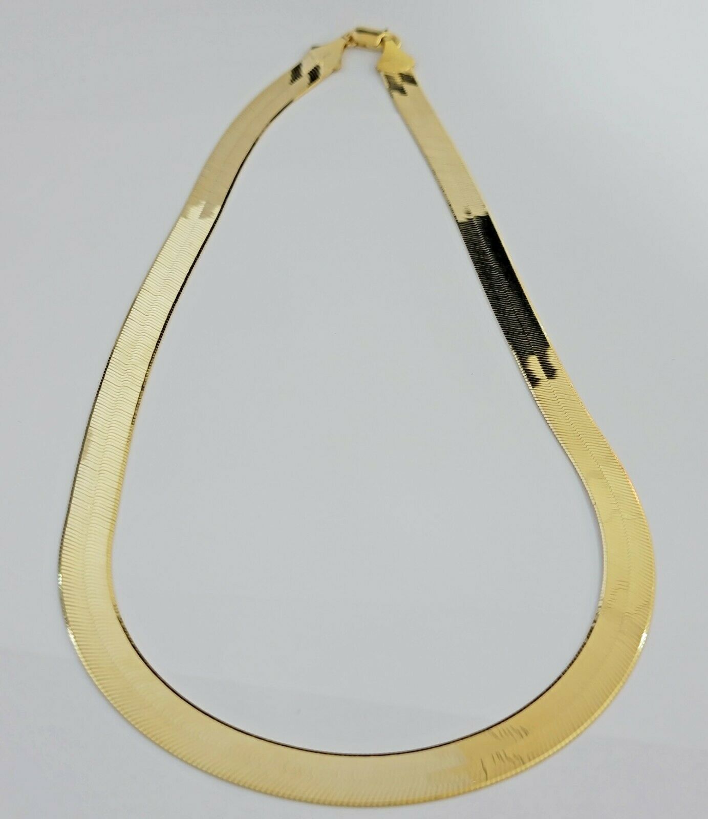 REAL 10k Gold Herringbone Chain Necklace 9mm 18" - 22" 10kt Yellow Gold SOLID - GoldenlinQ