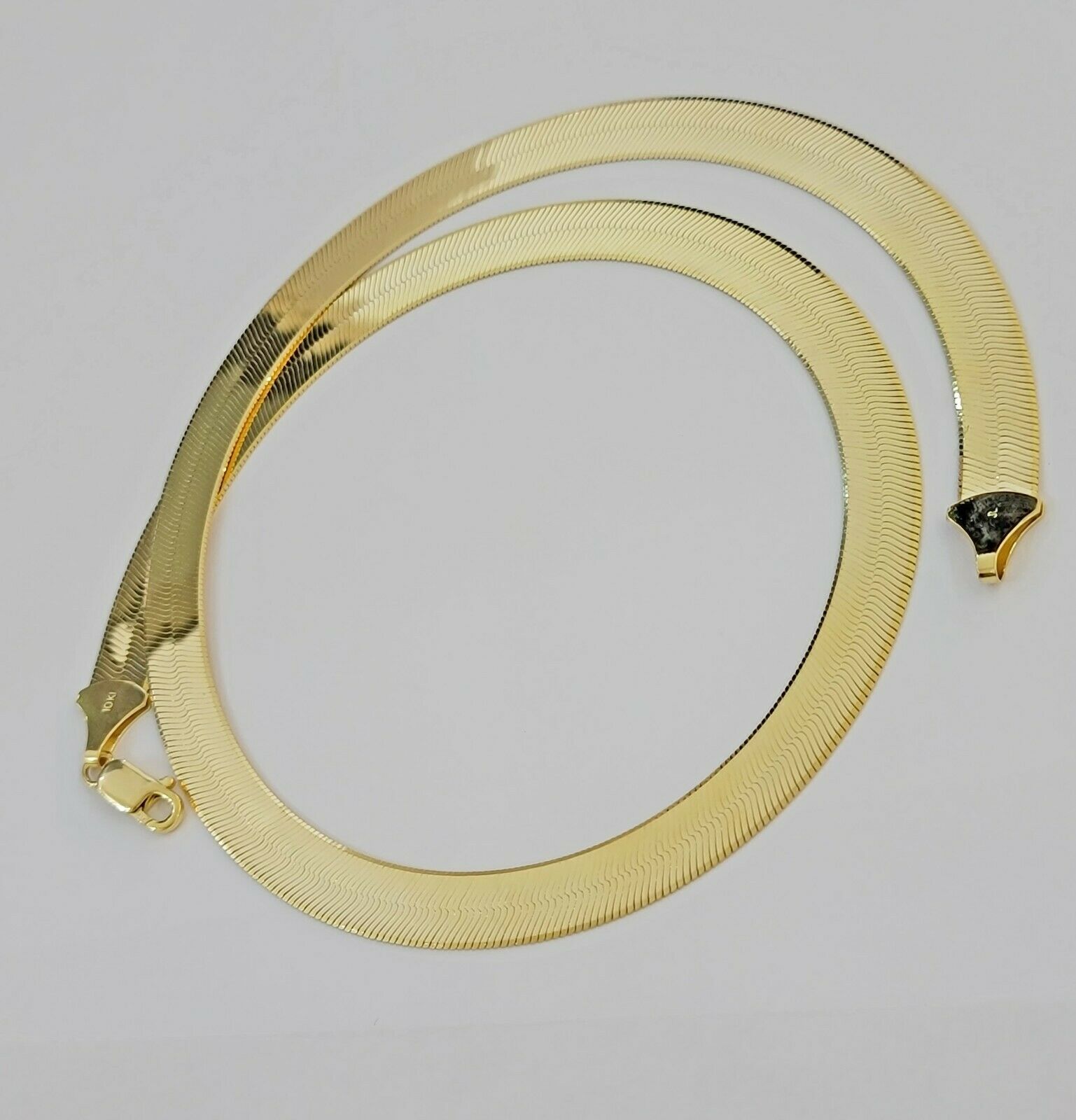 REAL 10k Gold Herringbone Chain Necklace 9mm 18" - 22" 10kt Yellow Gold SOLID - GoldenlinQ