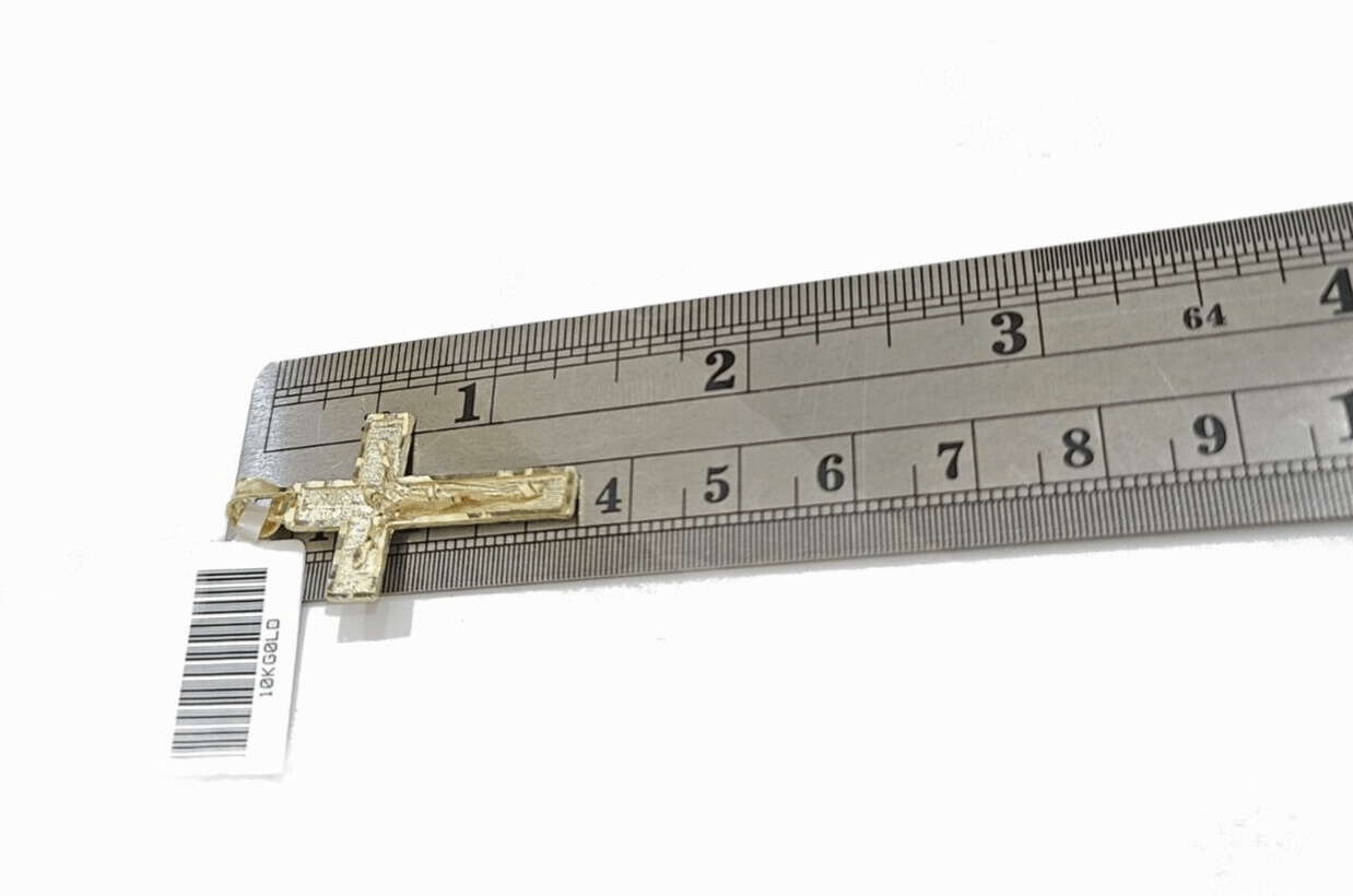 Real 10k Gold Jesus Cross Charm Pendant 10KT Yellow Gold For Chain & Necklace - GoldenlinQ