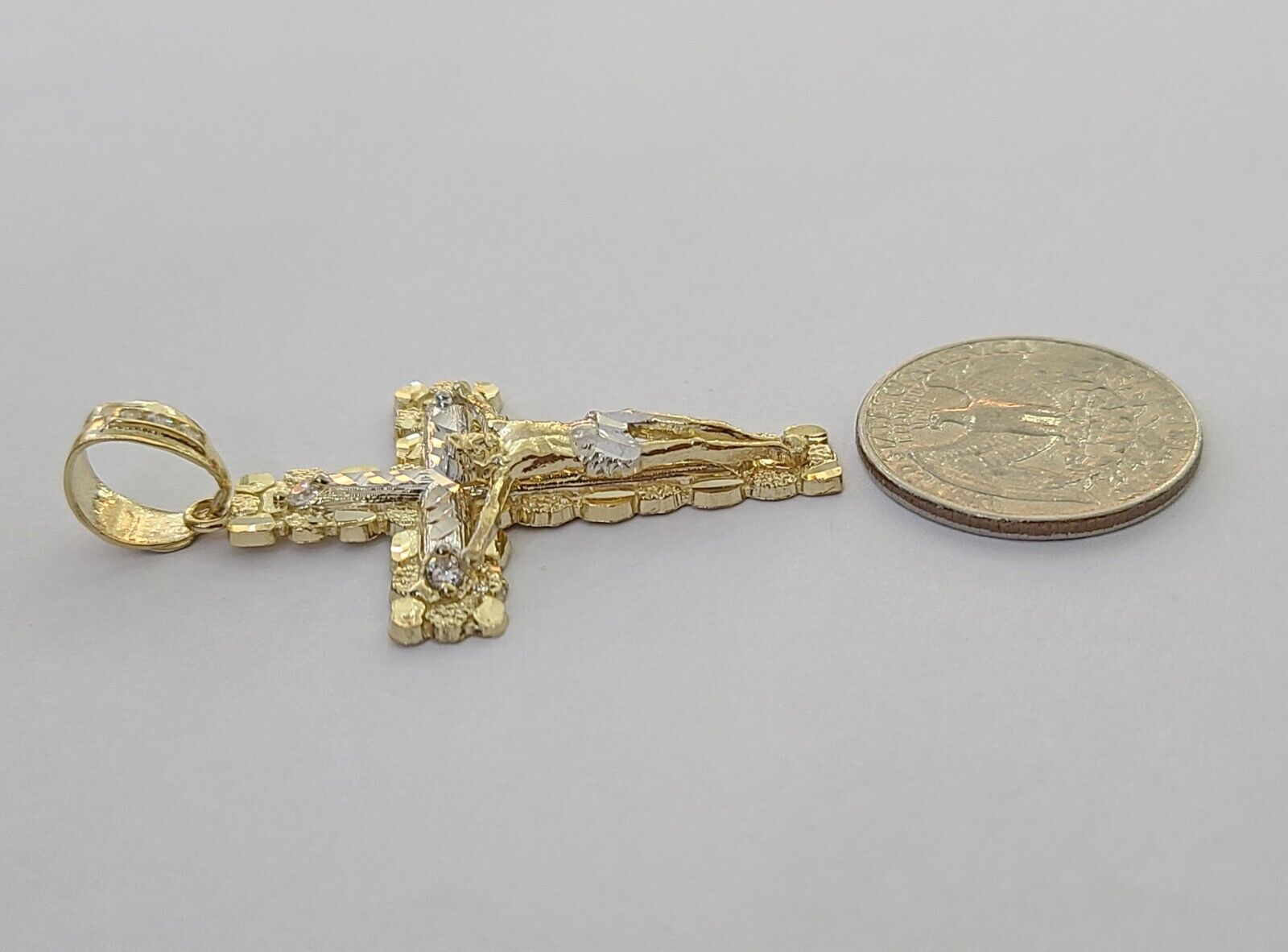 Real 10k Gold Jesus Cross Pendant Charm Crucifix 2 Inch 10kt Yellow Gold For Men - GoldenlinQ