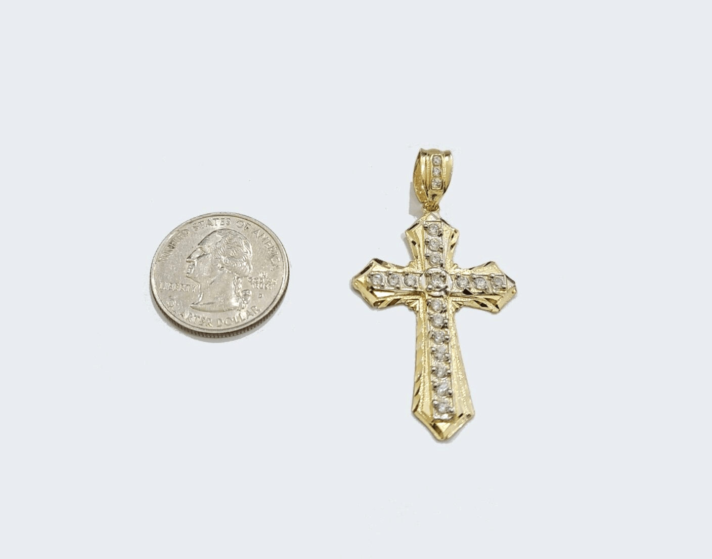 Real 10k Gold Jesus Crucifix Cross Pendant Charm 10kt Yellow 2'' Inch For Chain - GoldenlinQ