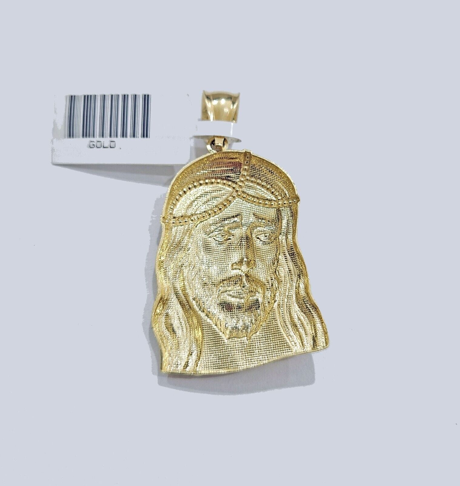 Real 10k Gold Jesus Head Charm Pendant 1.5'' Inch 10KT Yellow Gold - GoldenlinQ