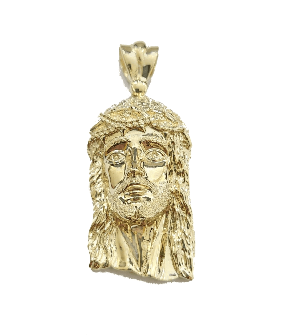 Real 10k Gold Jesus Head Charm Pendant 2'' Inch 10KT Yellow Gold - GoldenlinQ