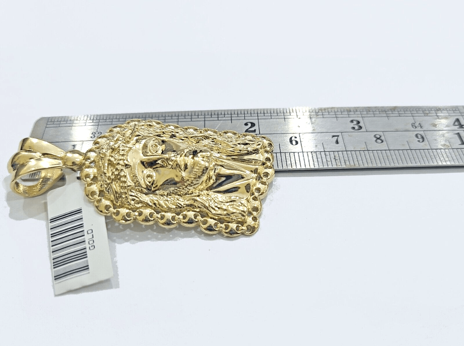 Real 10k Gold Jesus Head Charm Pendant 2'' Inch 10KT Yellow Gold - GoldenlinQ