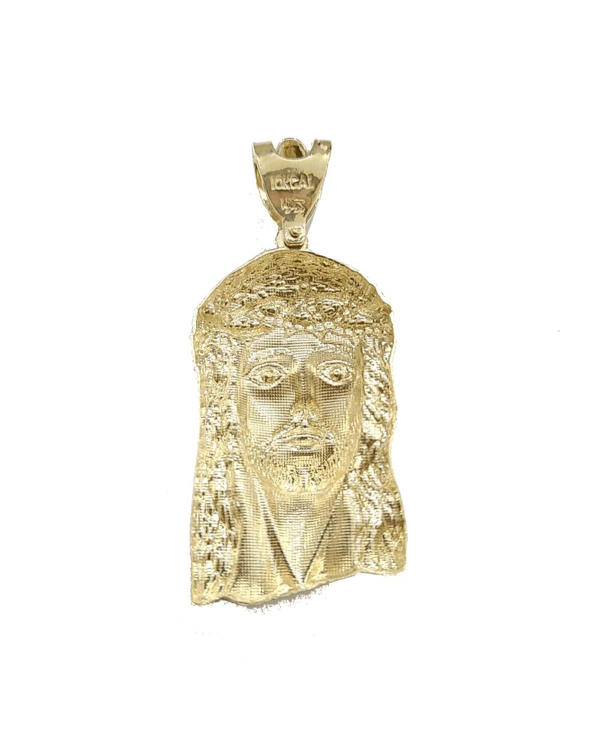 Real 10k Gold Jesus Head Charm Pendant 2'' Inch 10KT Yellow Gold - GoldenlinQ