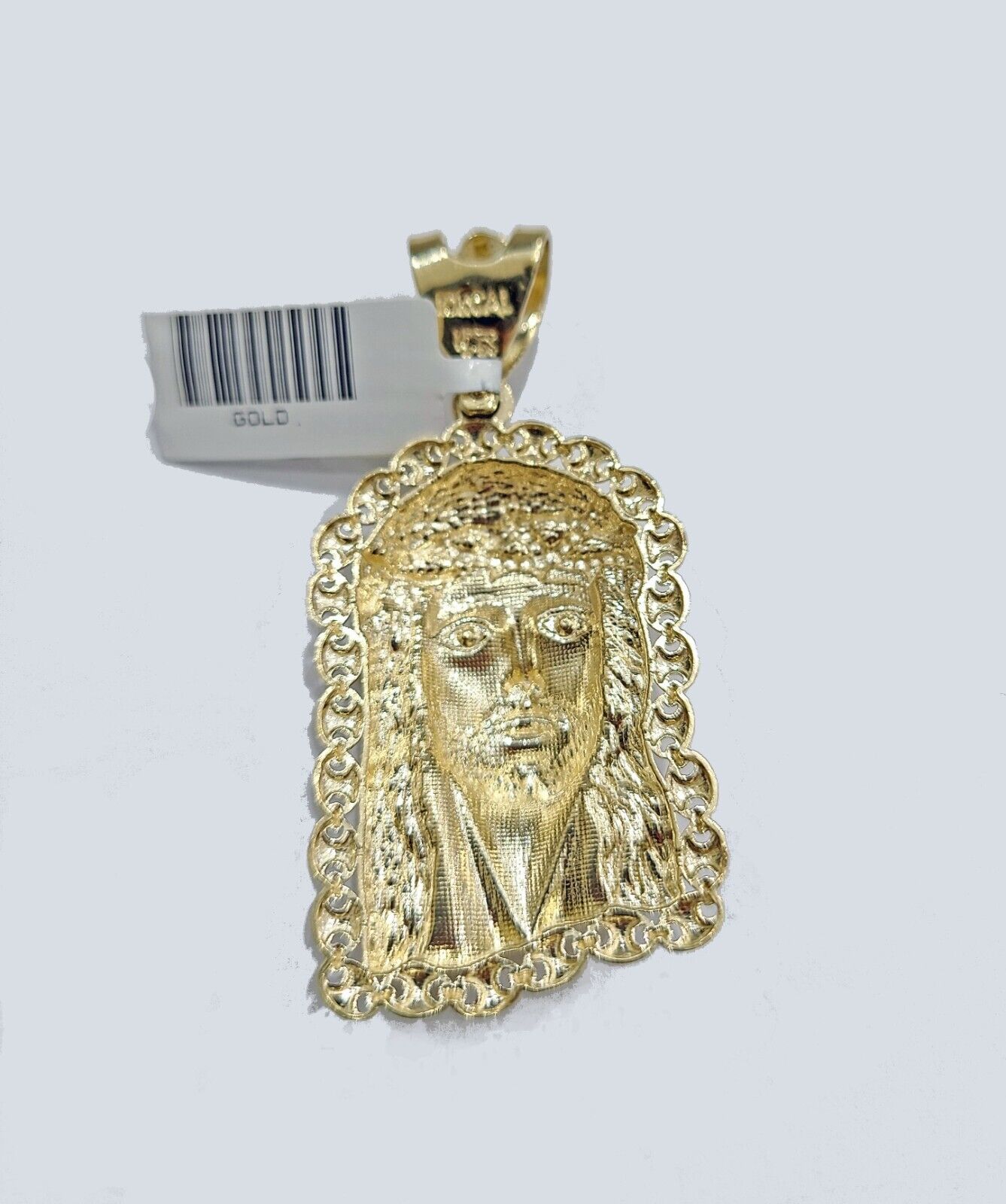 Real 10k Gold Jesus Head Charm Pendant 2'' Inch 10KT Yellow Gold - GoldenlinQ