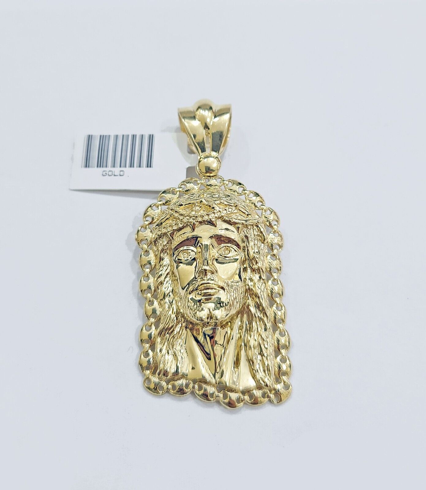 Real 10k Gold Jesus Head Charm Pendant 2'' Inch 10KT Yellow Gold - GoldenlinQ