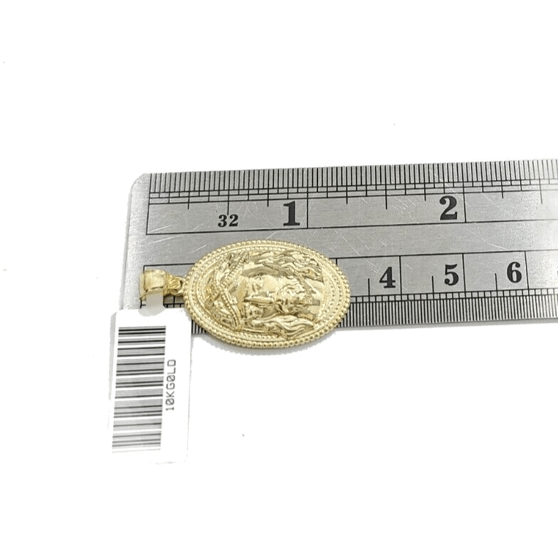 Real 10k Gold Jesus Head Circular Charm Pendant 10KT Yellow Gold - GoldenlinQ
