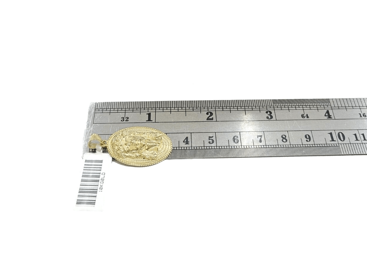 Real 10k Gold Jesus Head Circular Charm Pendant 10KT Yellow Gold - GoldenlinQ