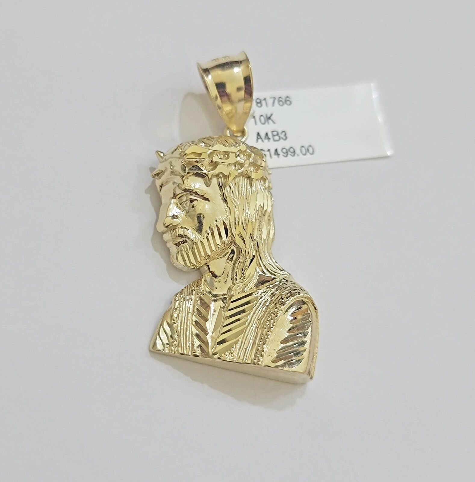 Real 10k Gold Jesus Heard Charm Pendant &Miami Cuban Link Chain 4mm Necklace SET - GoldenlinQ