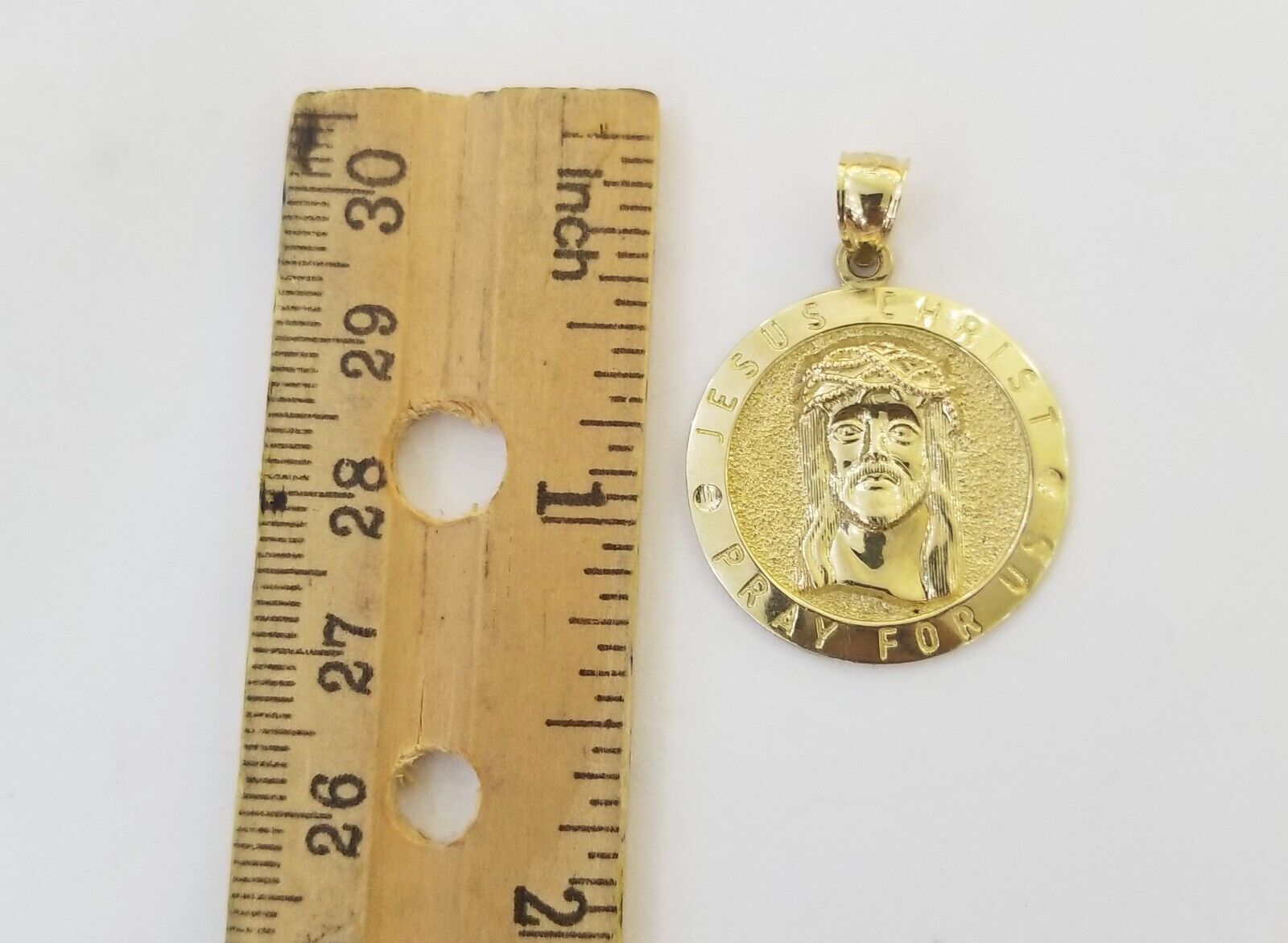 Real 10k Gold Jesus Pendant Miami Cuban link Chain 4mm 20" Set Round - GoldenlinQ