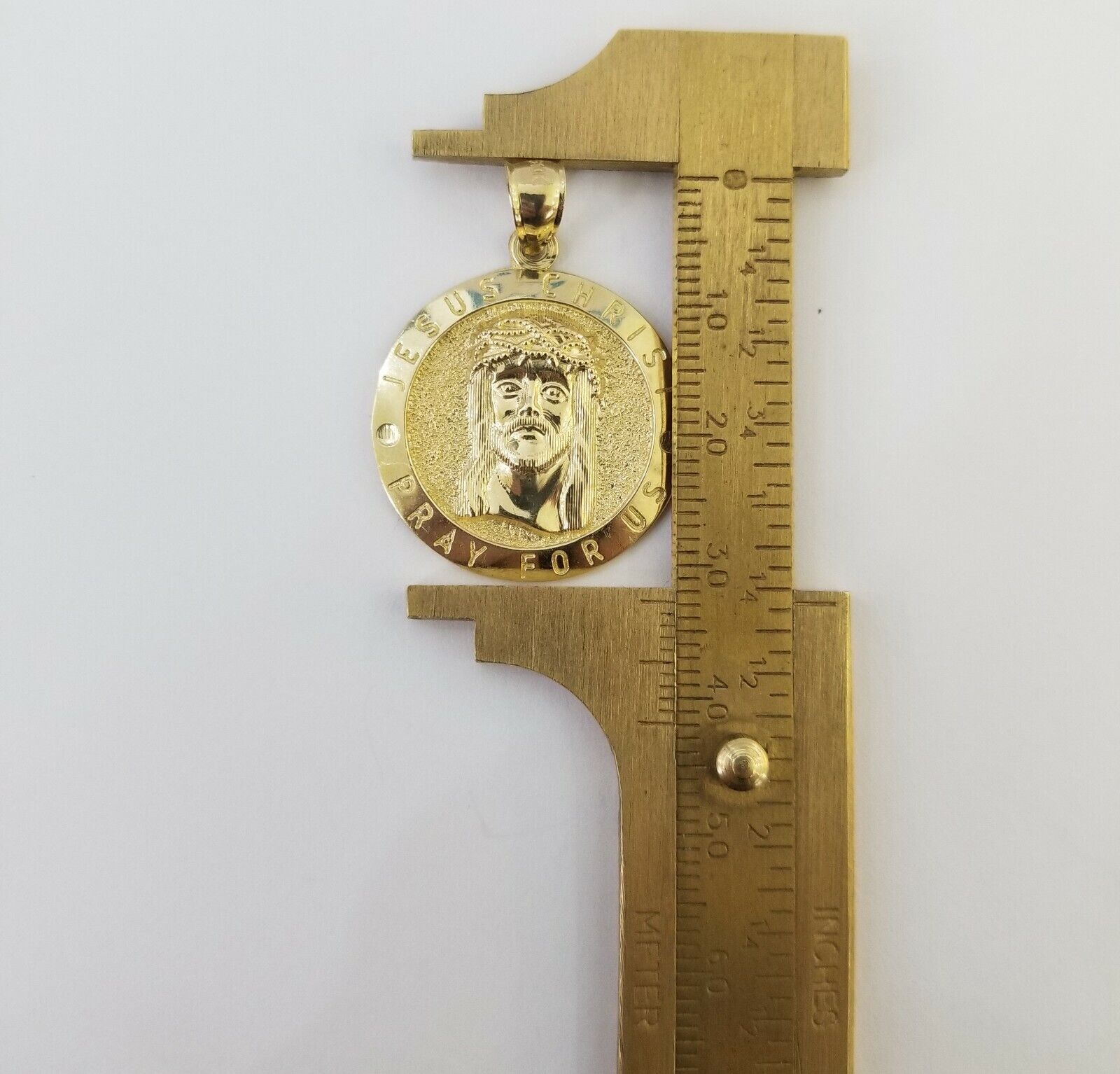 Real 10k Gold Jesus Pendant Miami Cuban link Chain 4mm 26" Set Round - GoldenlinQ