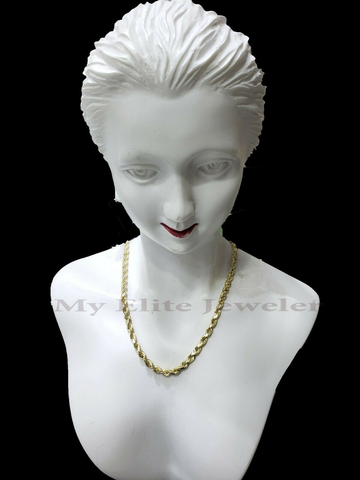 REAL 10k Gold Ladies Rope Necklace Chain 3mm 20" Inch For Pendant 10kYellow Gold - GoldenlinQ