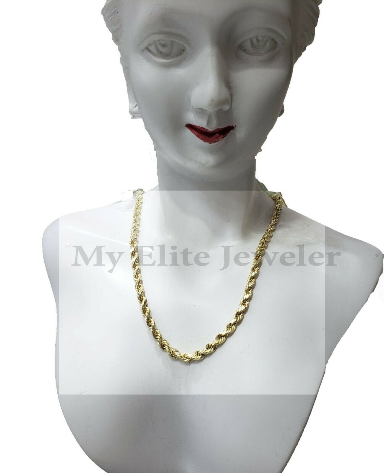 REAL 10k Gold Ladies Rope Necklace Chain 3mm 20" Inch For Pendant 10kYellow Gold - GoldenlinQ