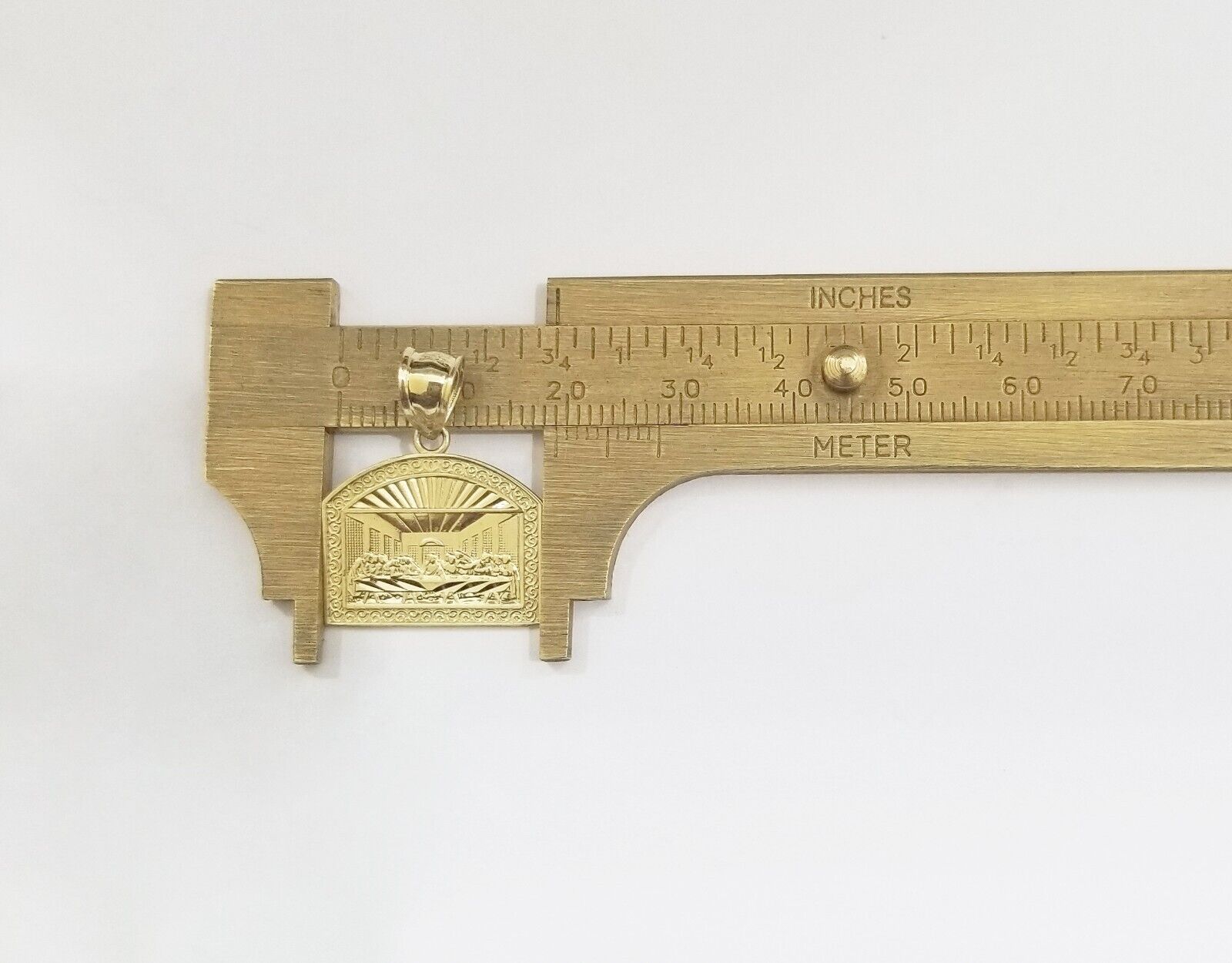 Real 10k Gold Last Supper Charm Dome shape Pendant 10kt Yellow Gold - GoldenlinQ