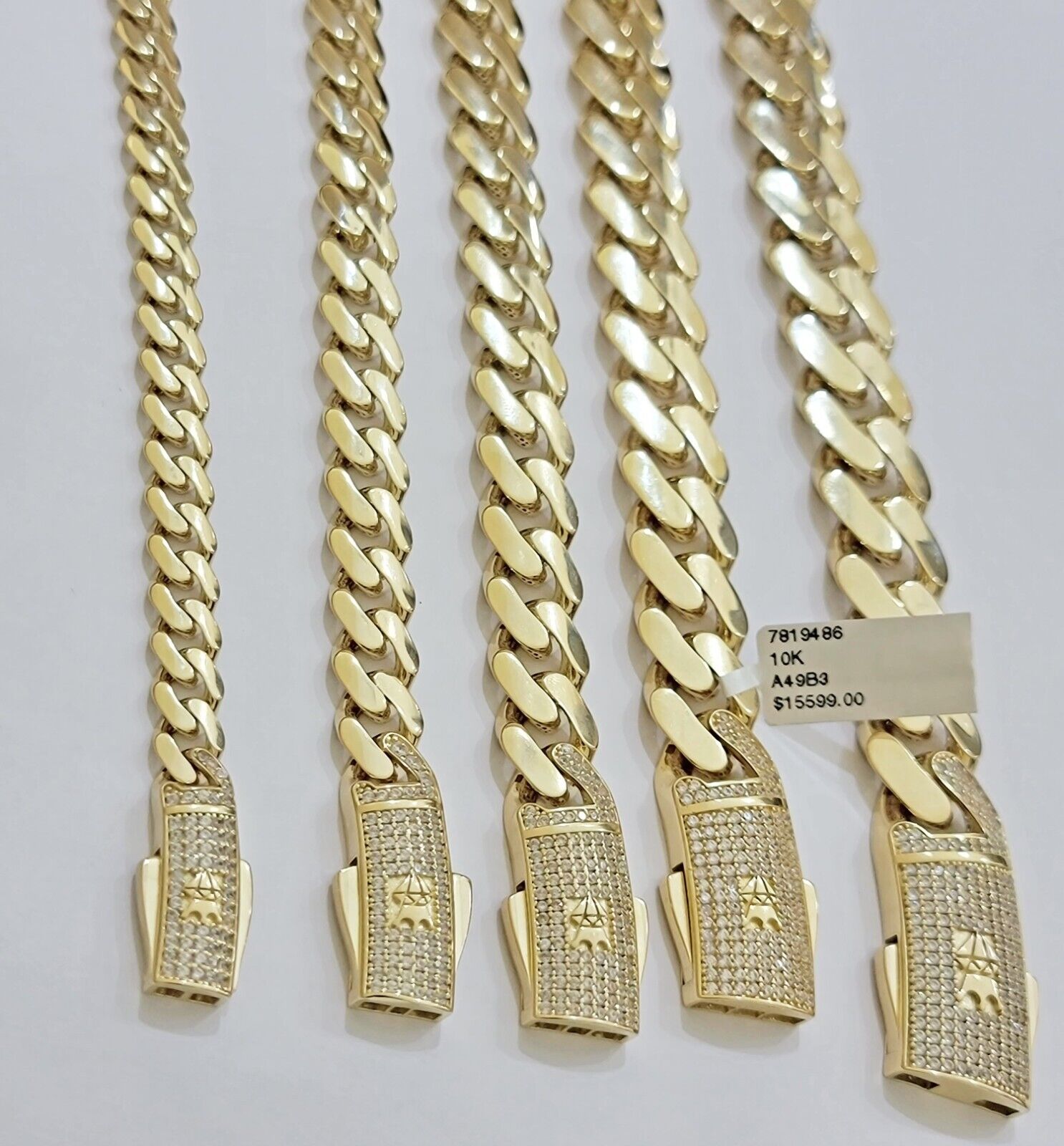 Real 10k Gold Link Chain Necklace Royal Cuban Monaco 7mm 8mm 9mm 11mm 13mm 15mm - GoldenlinQ