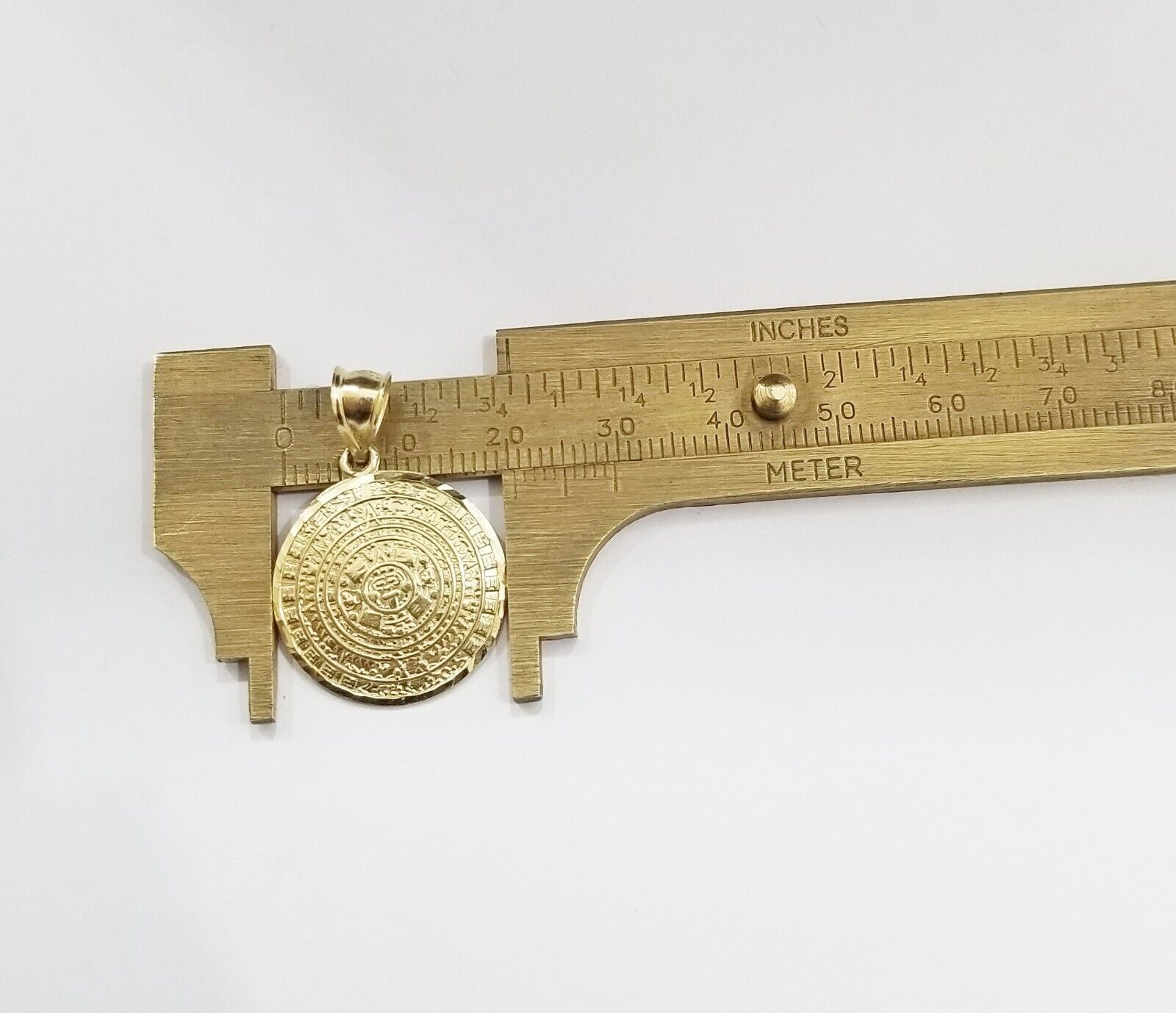 Real 10k Gold Mayan Calendar Circular Charm Pendant 10kt Yellow Gold - GoldenlinQ