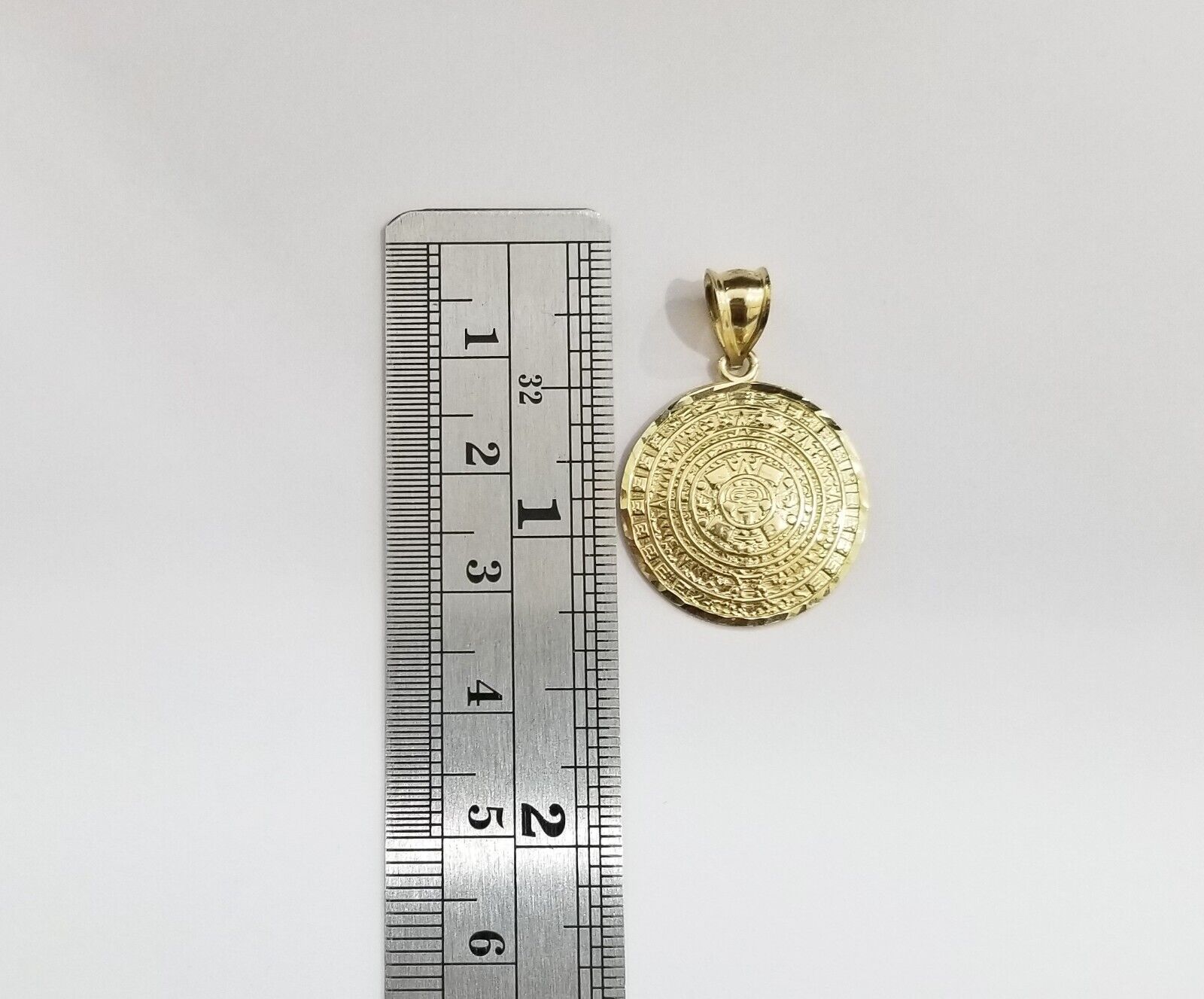 Real 10k Gold Mayan Calendar Circular Charm Pendant 10kt Yellow Gold - GoldenlinQ