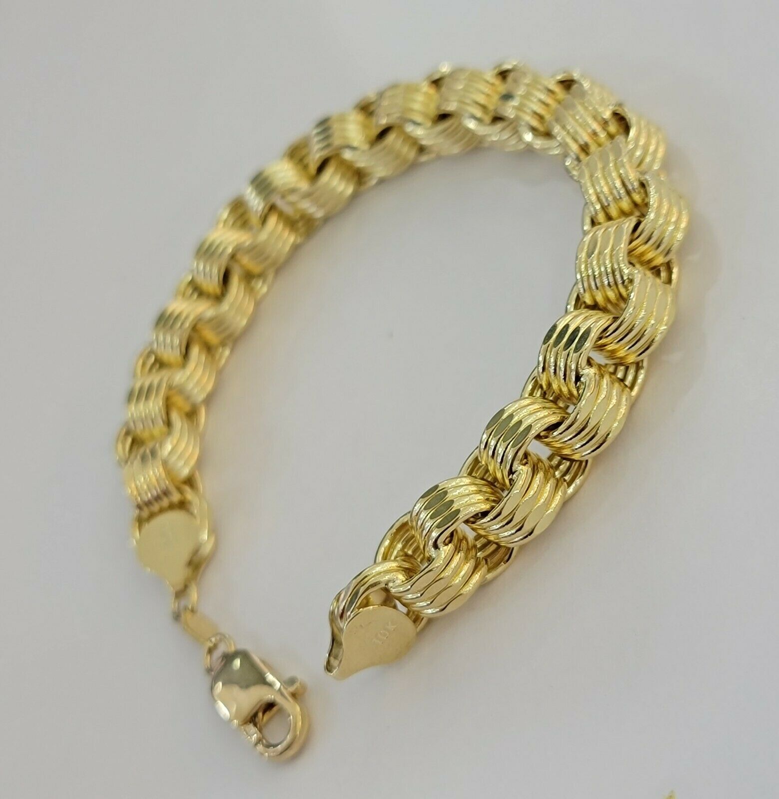 Real 10k Gold Mens Bracelet Byzantine Box 9" 9mm 10kt Yellow Gold Thick, Lobster - GoldenlinQ