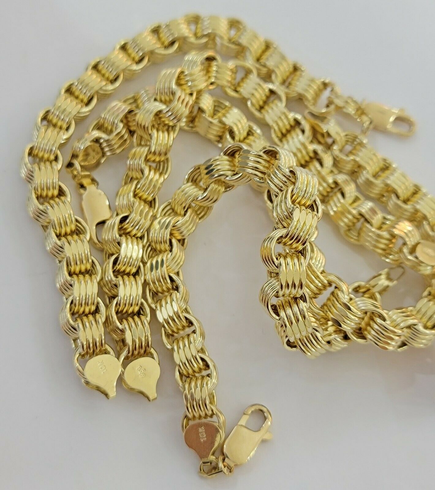 Real 10k Gold Mens Bracelet Byzantine Box 9" 9mm 10kt Yellow Gold Thick, Lobster - GoldenlinQ