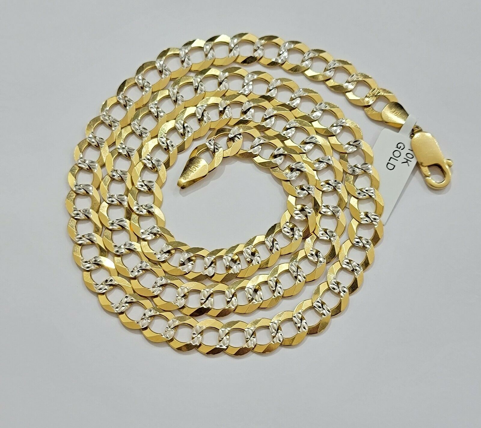 Real 10k Gold Mens Necklace Cuban Curb Link 9mm 24" Inch Diamond Cut SOLID Chain - GoldenlinQ