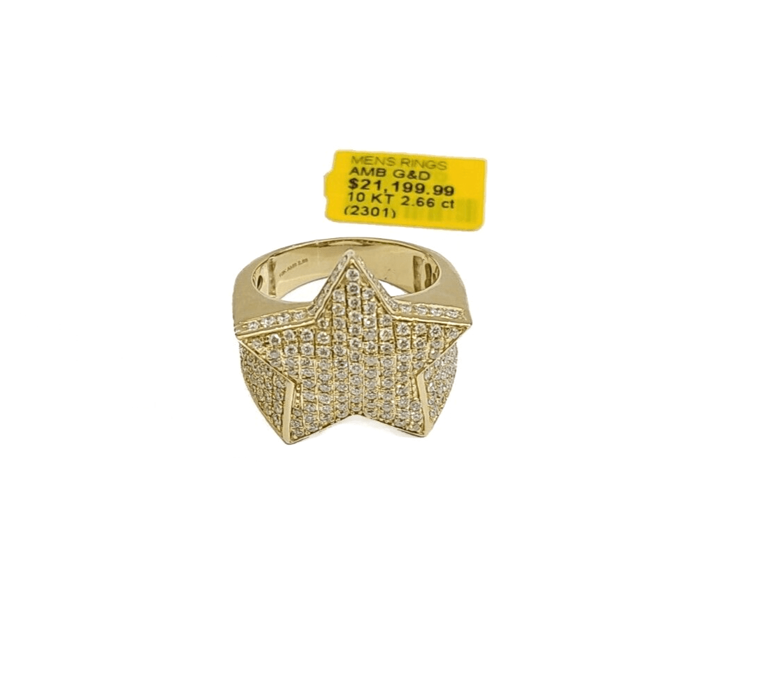 Real 10k Gold Men's Ring Size 10 10kt Yellow Gold Wedding Band Diamond 2.66CT - GoldenlinQ