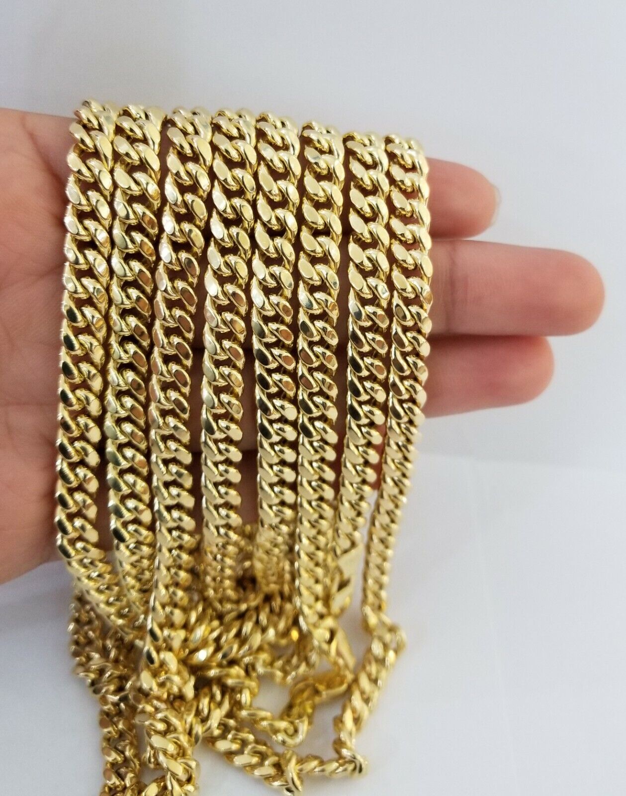 Real 10k Gold Miami Cuban Chain 7mm 20" Necklace,10kt Yellow Gold Lobster Lock - GoldenlinQ