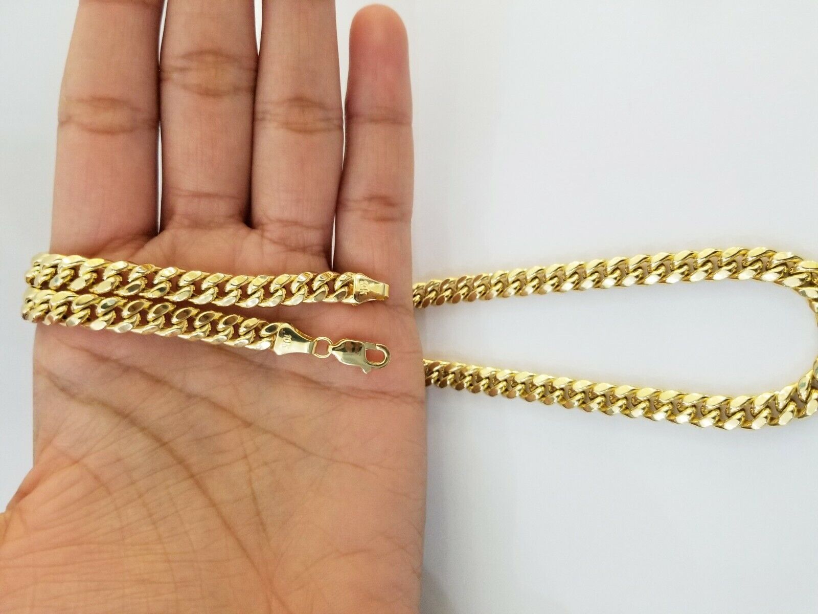 Real 10k Gold Miami Cuban Chain 7mm 20" Necklace,10kt Yellow Gold Lobster Lock - GoldenlinQ