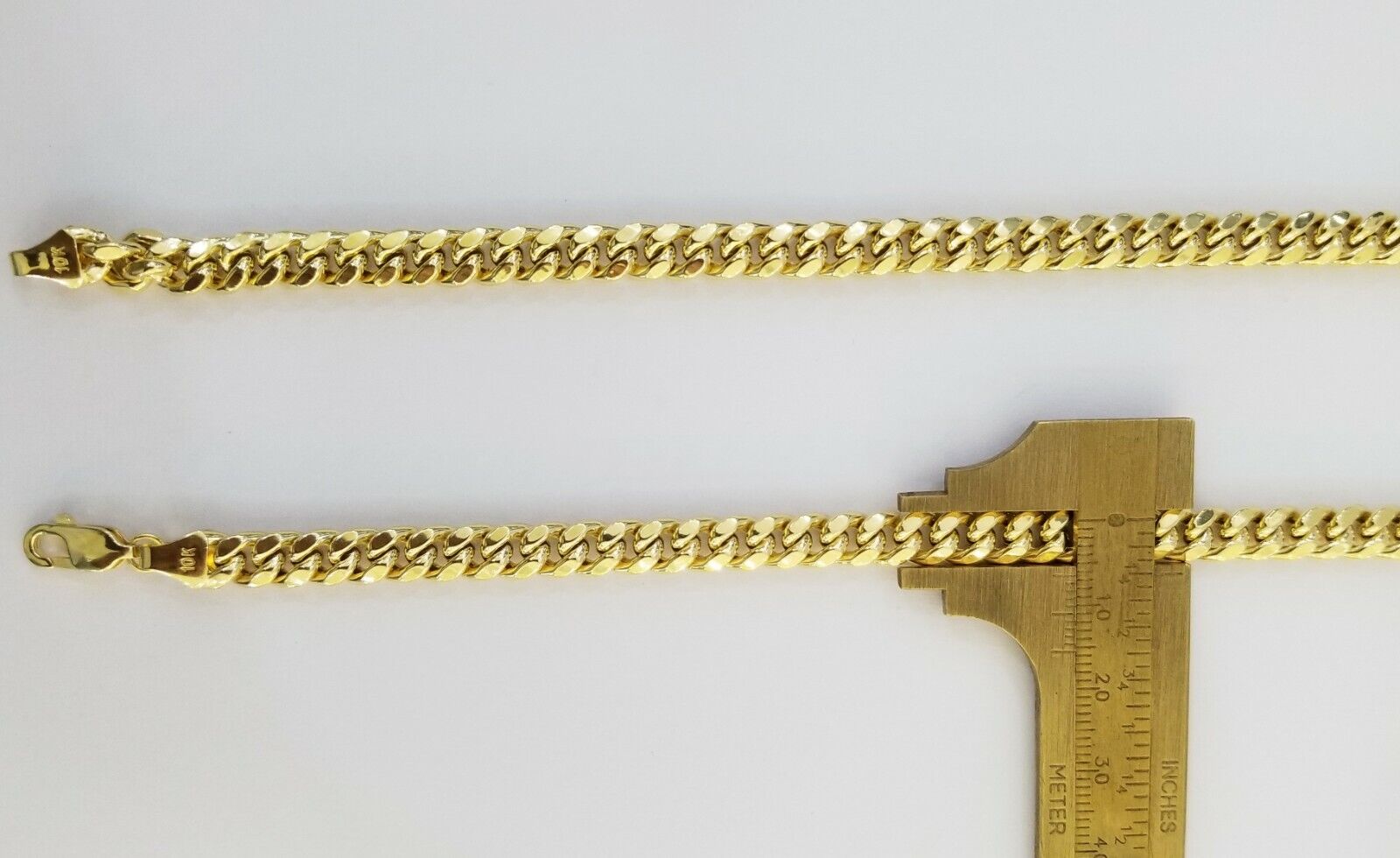 Real 10k Gold Miami Cuban Chain 7mm 20" Necklace,10kt Yellow Gold Lobster Lock - GoldenlinQ