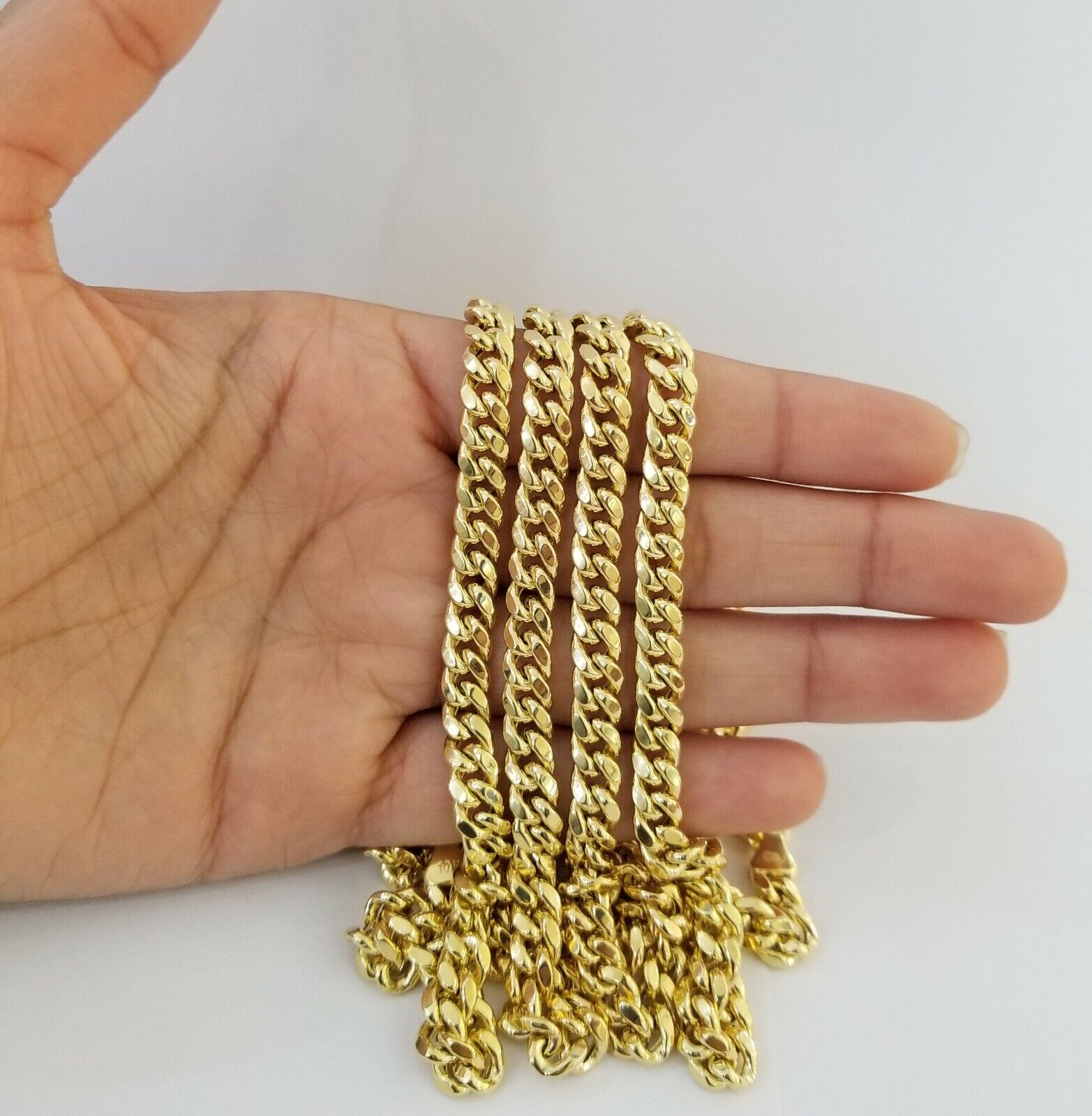 Real 10k Gold Miami Cuban Chain 7mm 22" Necklace,10kt Yellow Gold Lobster Lock - GoldenlinQ