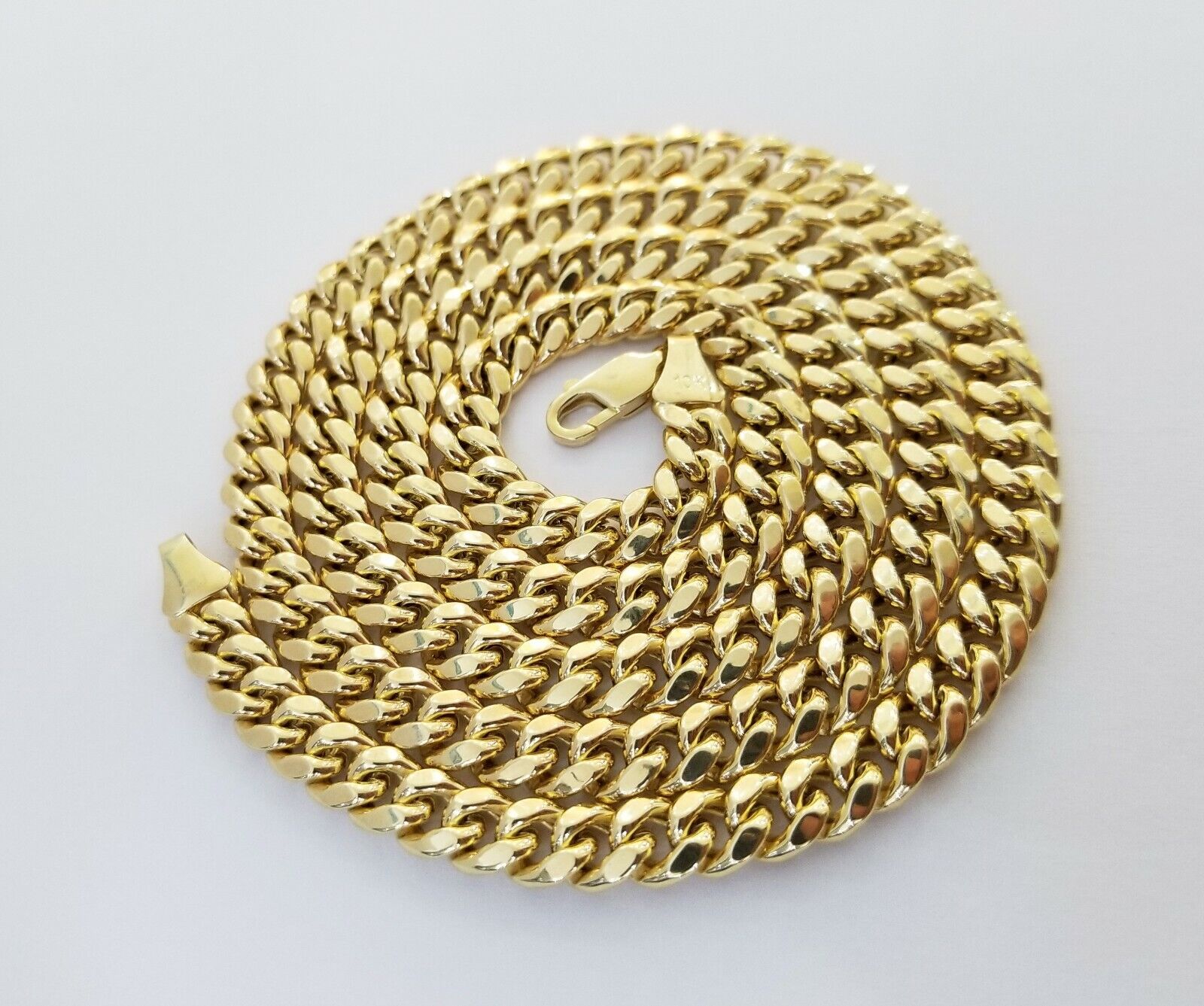 Real 10k Gold Miami Cuban Chain 7mm 22" Necklace,10kt Yellow Gold Lobster Lock - GoldenlinQ