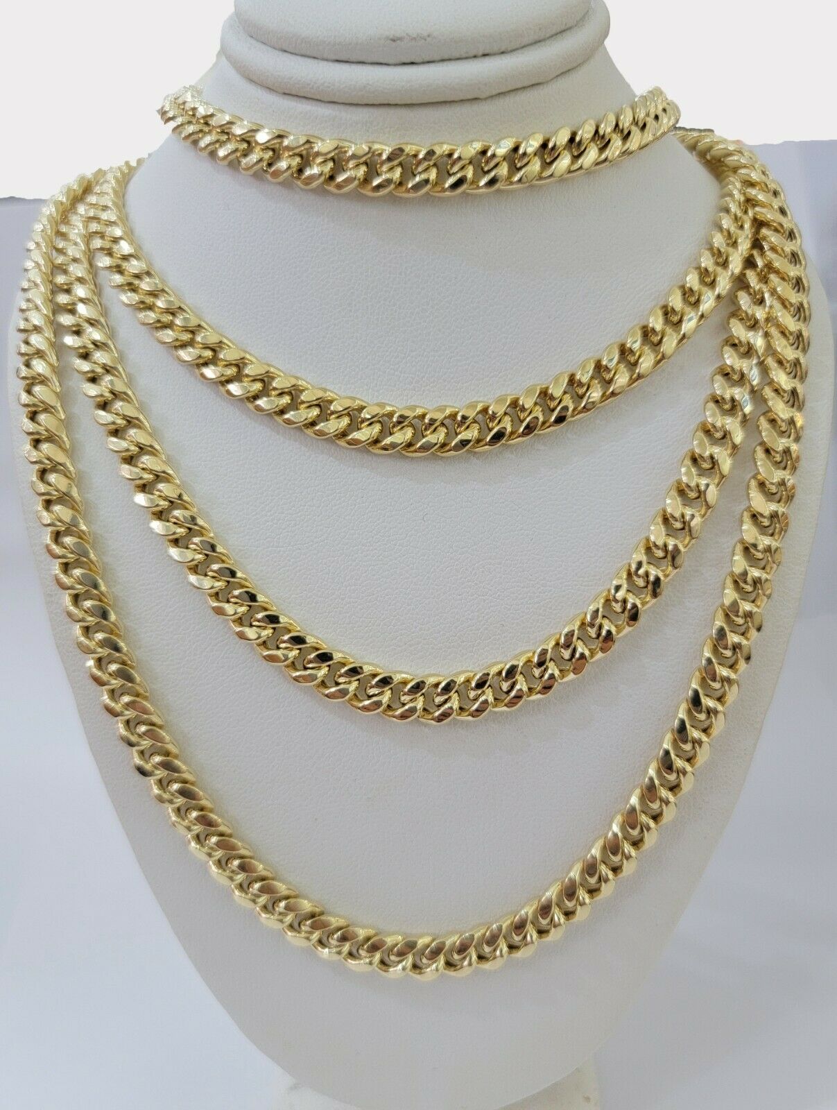 Real 10k Gold Miami Cuban chain 7mm 24" Lobster Lock Men's 10kt Yellow Gold, MEN - GoldenlinQ