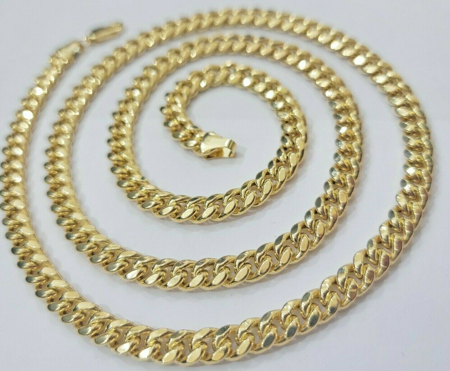 Real 10k Gold Miami Cuban chain 7mm 24" Lobster Lock Men's 10kt Yellow Gold, MEN - GoldenlinQ