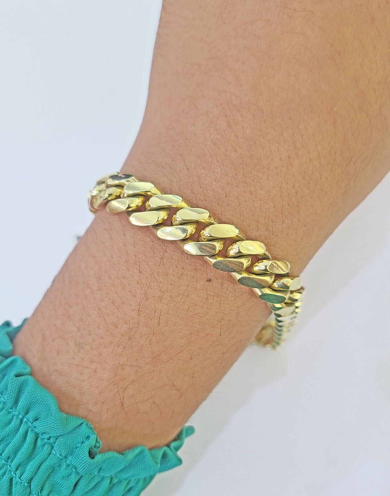 Real 10k Gold Miami Cuban Link Bracelet 10mm 9" Box Lock 10kt Yellow Gold - GoldenlinQ