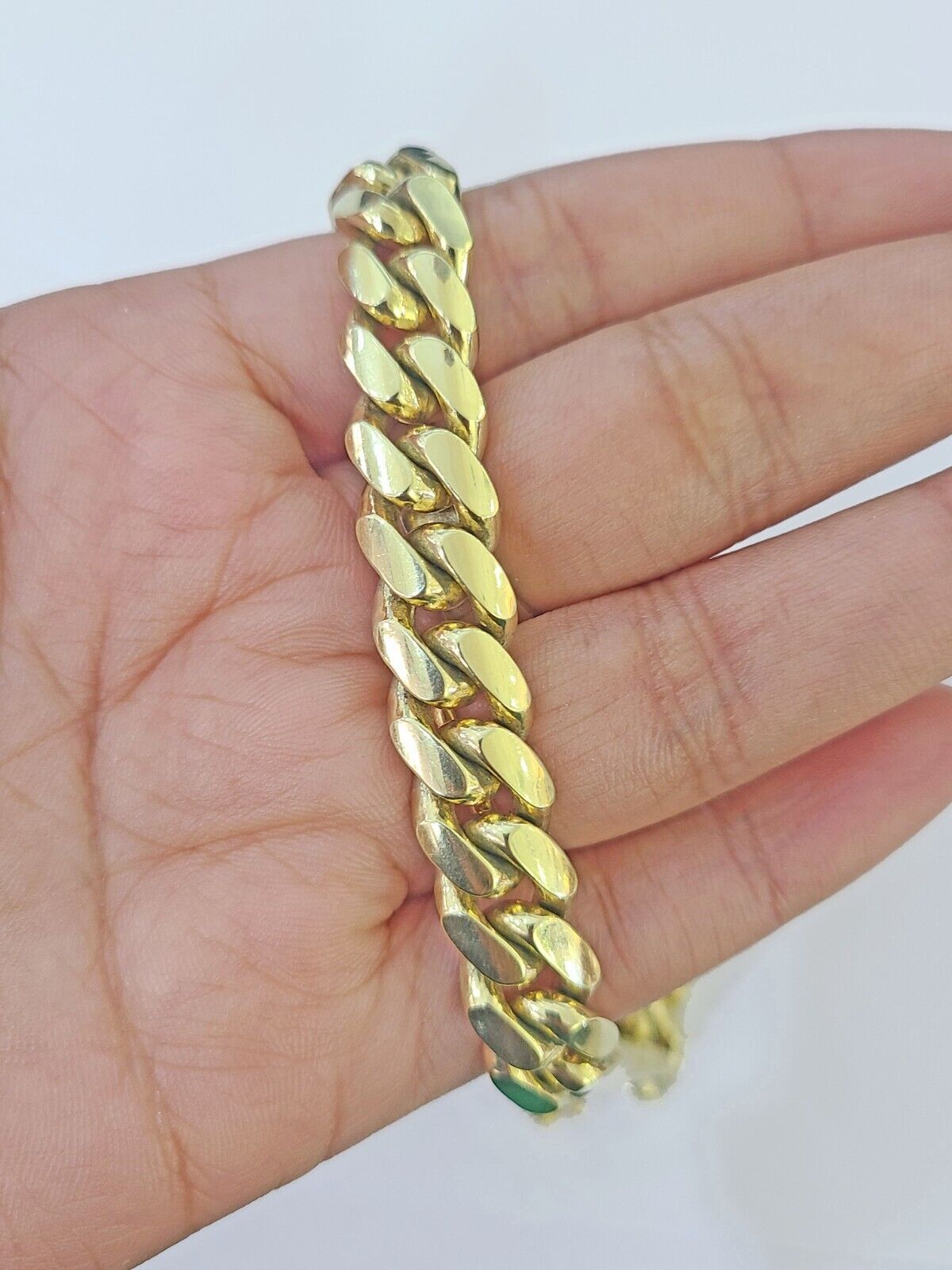 Real 10k Gold Miami Cuban Link Bracelet 10mm 9" Box Lock 10kt Yellow Gold - GoldenlinQ