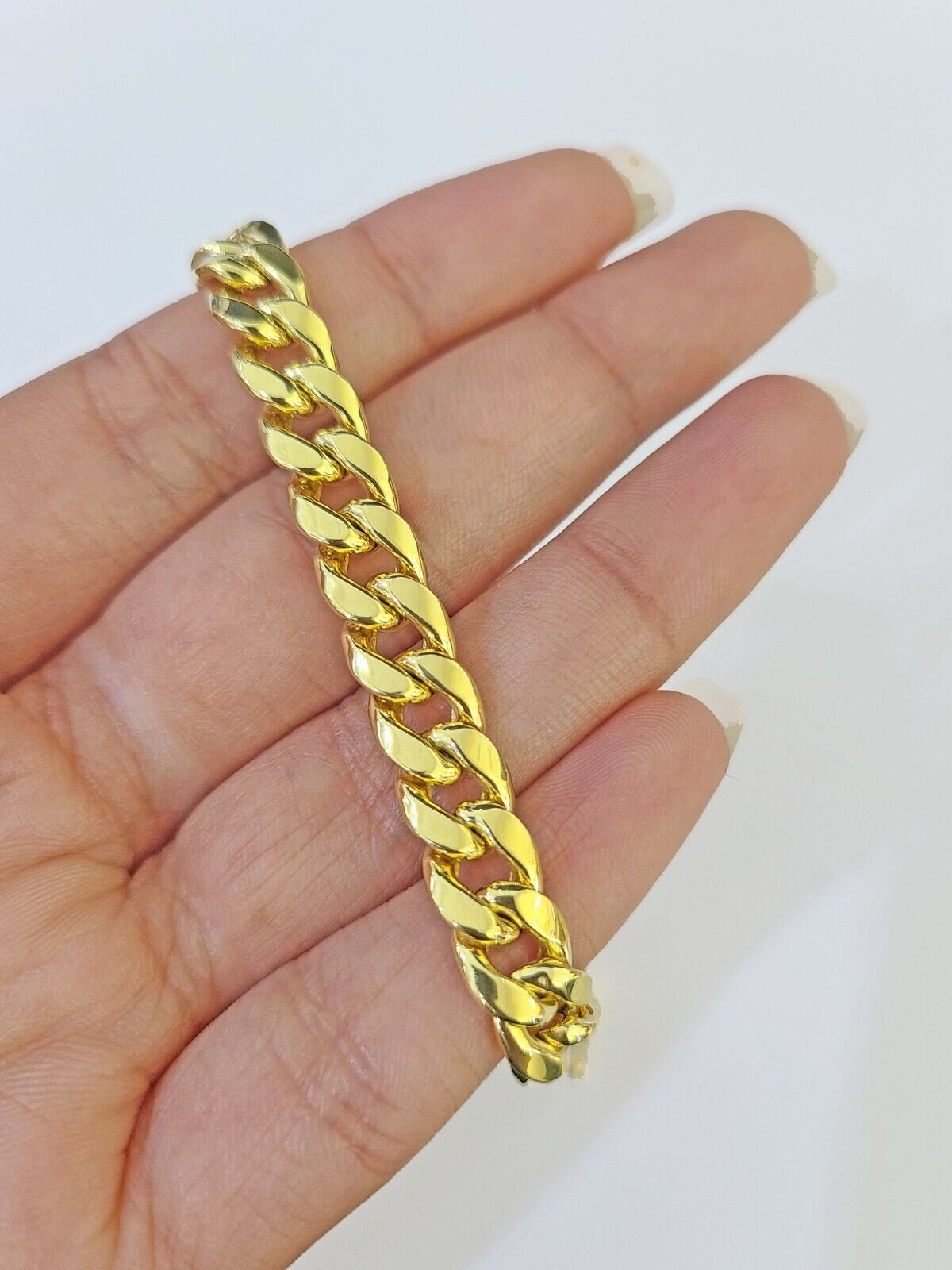 Real 10k Gold Miami Cuban link Bracelet 8mm 8" 9" REAL 10kt Yellow Gold - GoldenlinQ