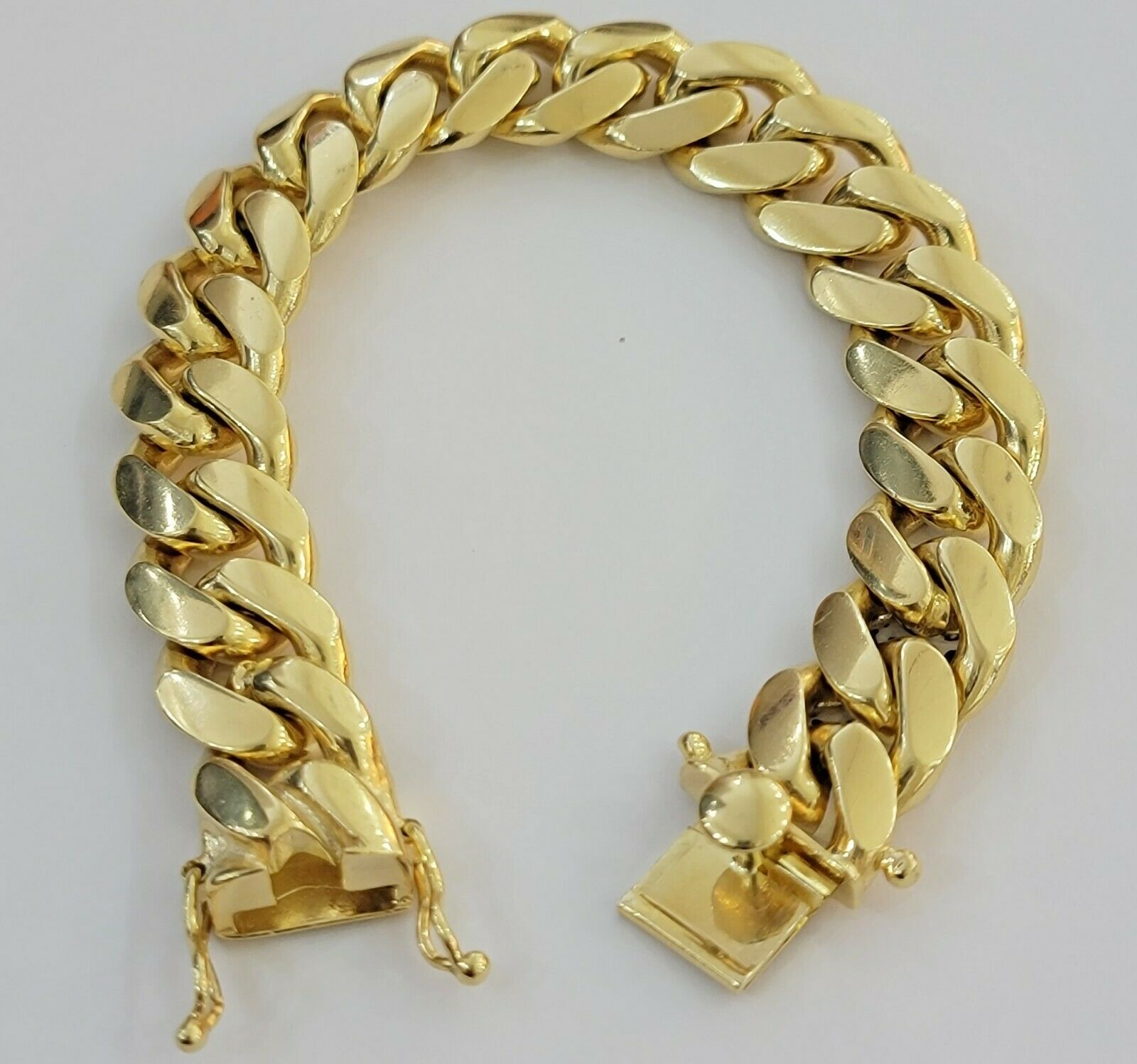 Real 10k Gold Miami Cuban Link Bracelet Solid Mens 13mm 10kt Yellow Gold 9" Inch - GoldenlinQ